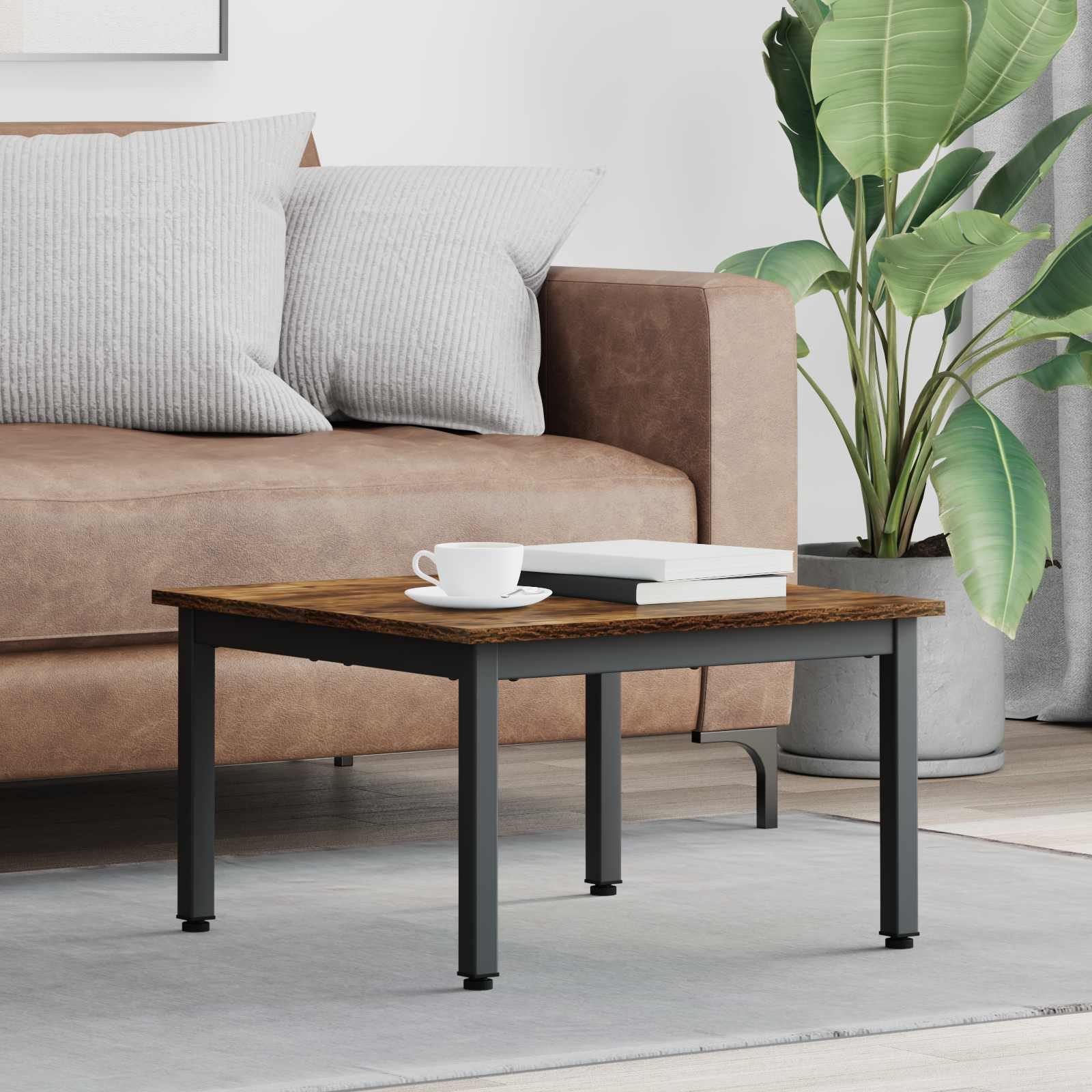 Kava Stol Dimni hrast 60 x 60 x 36 cm Konstruirano drvo