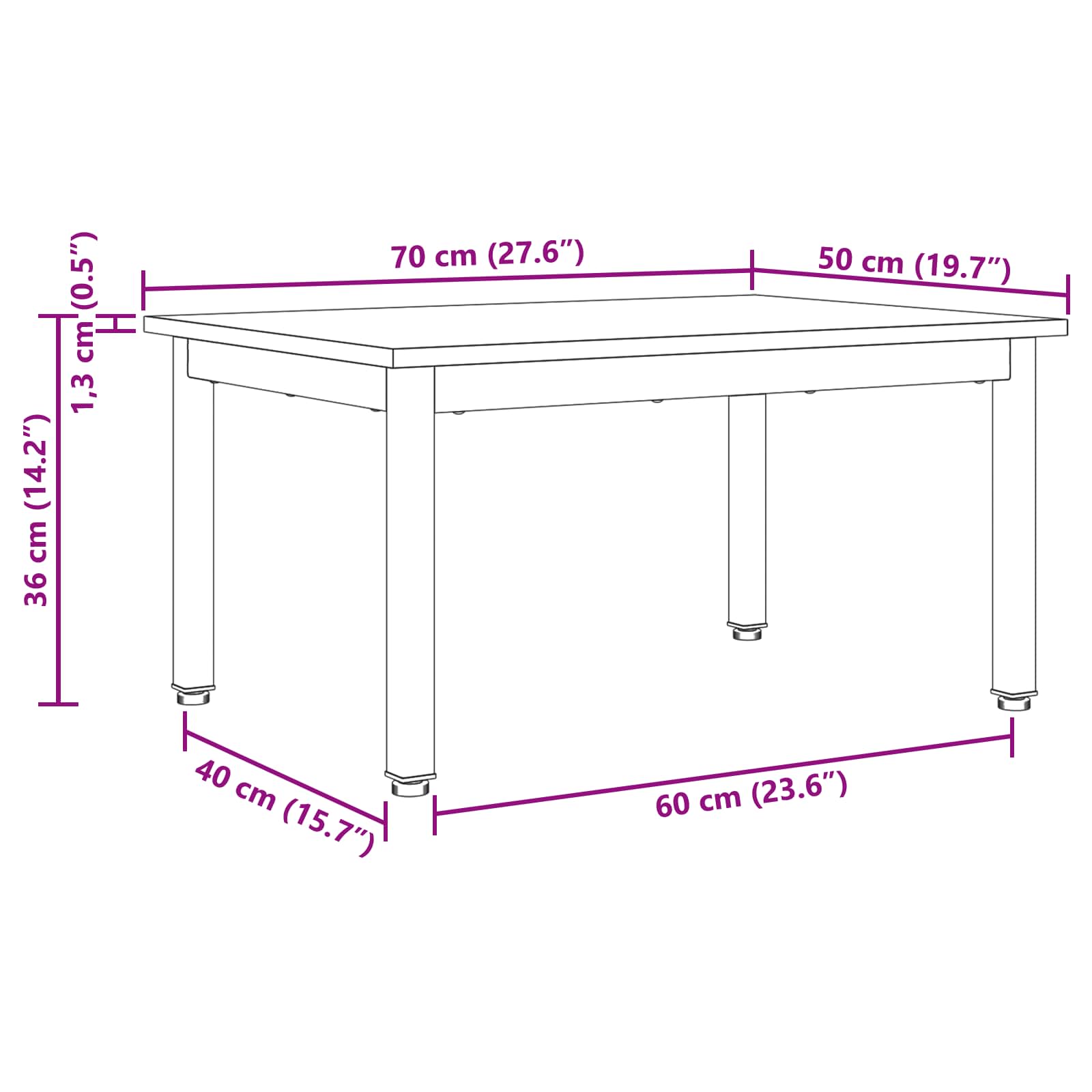Kava Stol Siva Sonoma 70 x 50 x 36 cm Konstruirano drvo