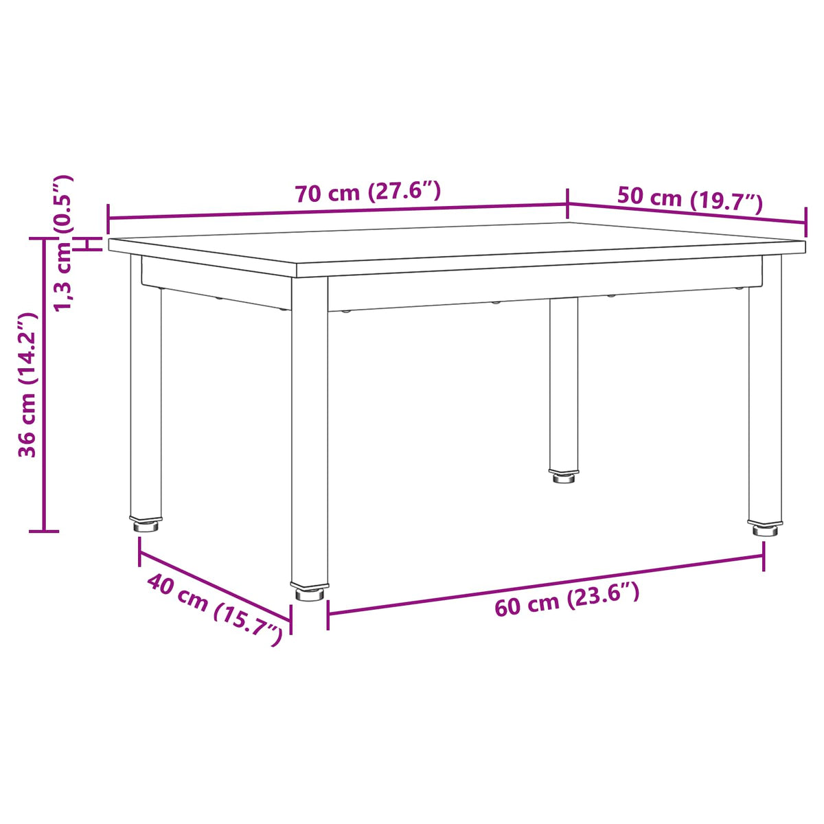 Kava Stol Umjetnička hrastovina 70 x 50 x 36 cm