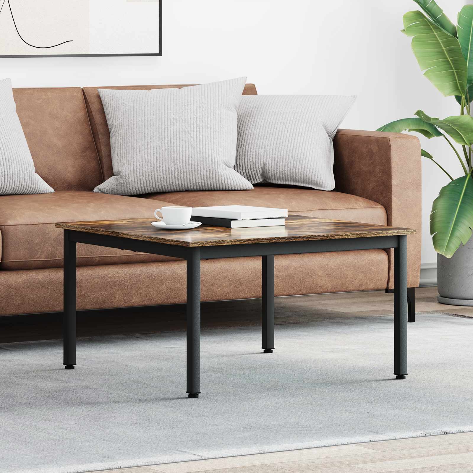 Kava Stol Dimni hrast 80 x 80 x 45 cm Konstruirano drvo