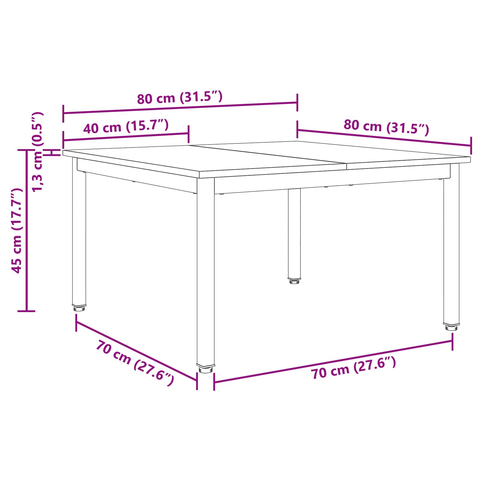Kava Stol Dimni hrast 80 x 80 x 45 cm Konstruirano drvo