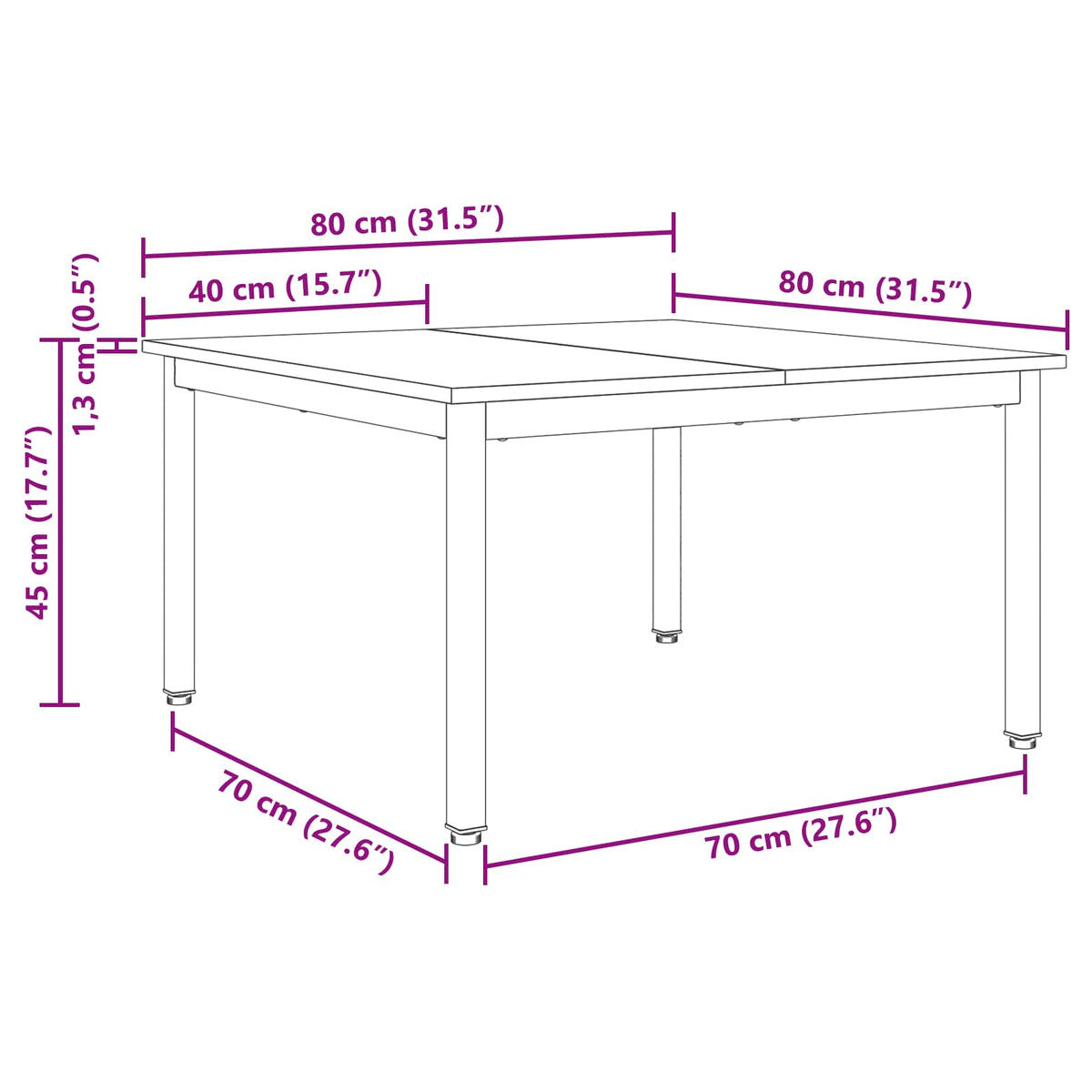 Kava Stol Siva Sonoma 80 x 80 x 45 cm Konstruirano drvo