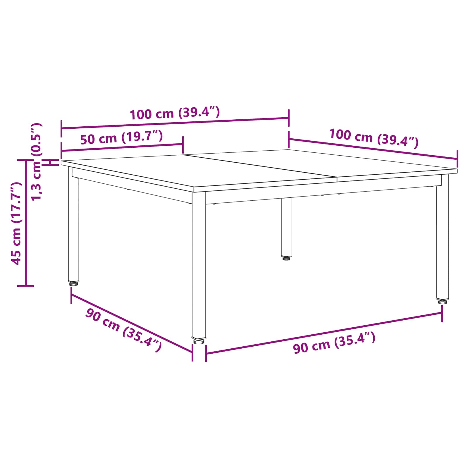 Kava Stol Crni hrast 100 x 100 x 45 cm Konstruirano drvo