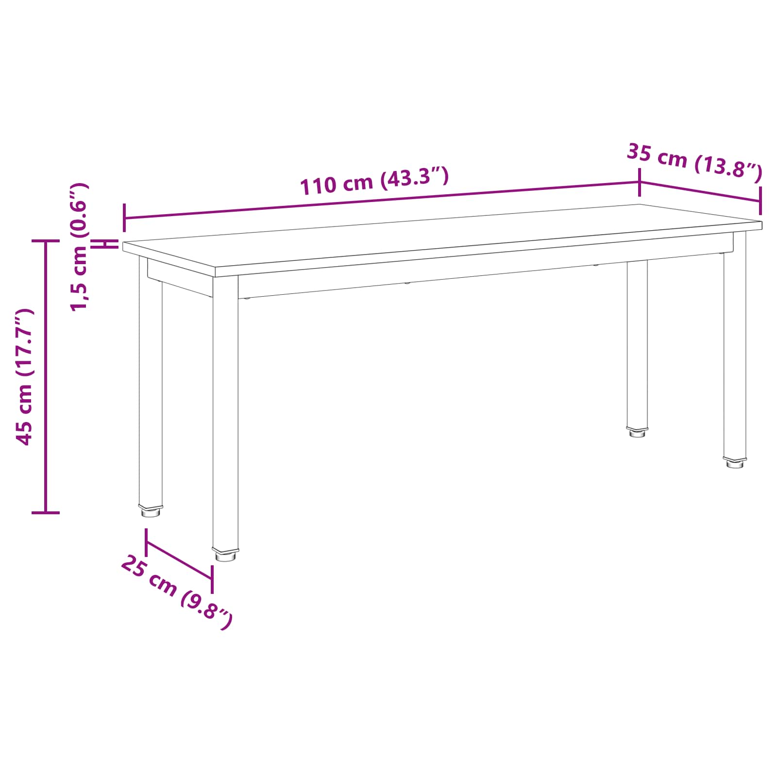 klupa Umjetnička hrastovina 110 x 35 x 45 cm Konstruirano drvo
