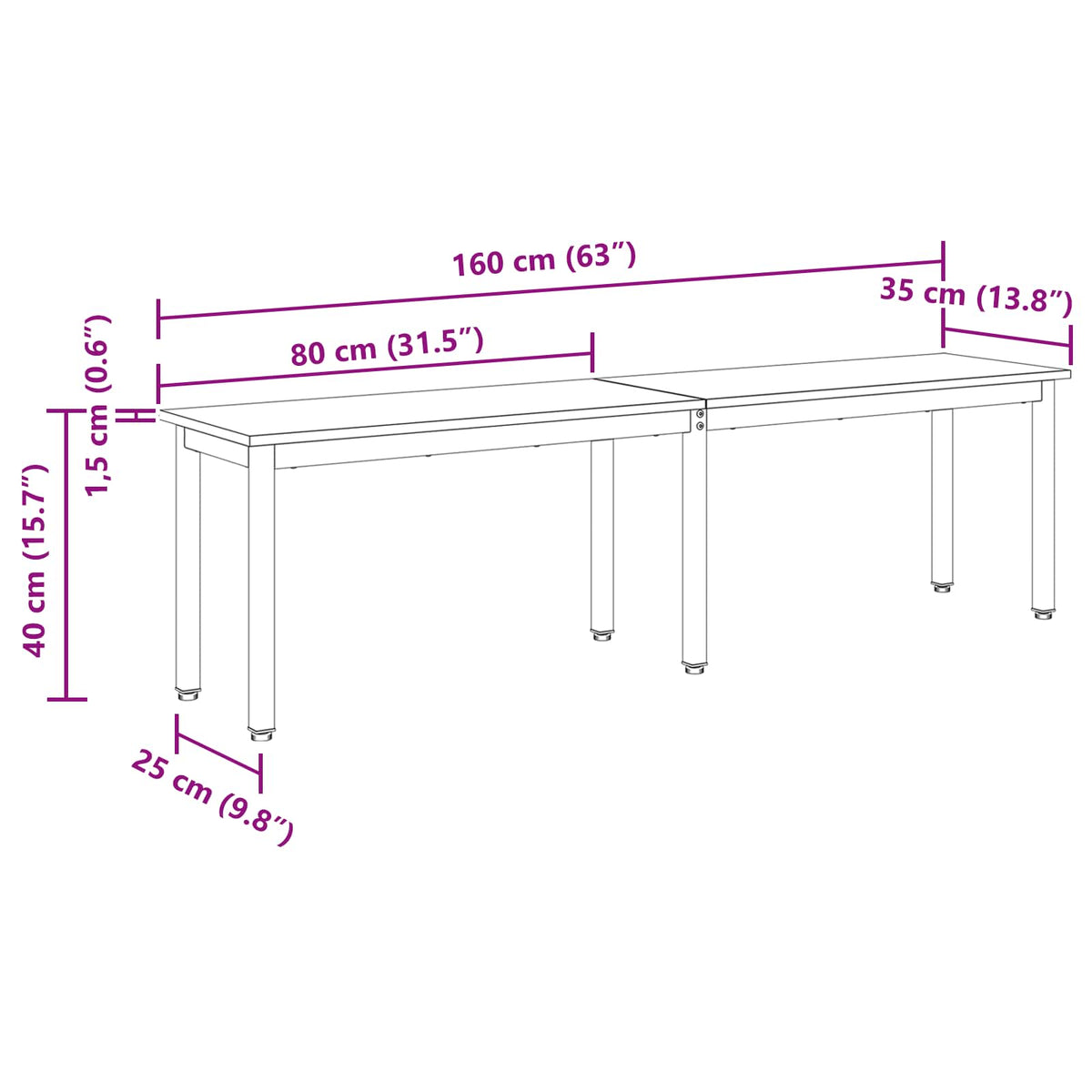 klupa Dimni hrast 160 x 35 x 45 cm Konstruirano drvo