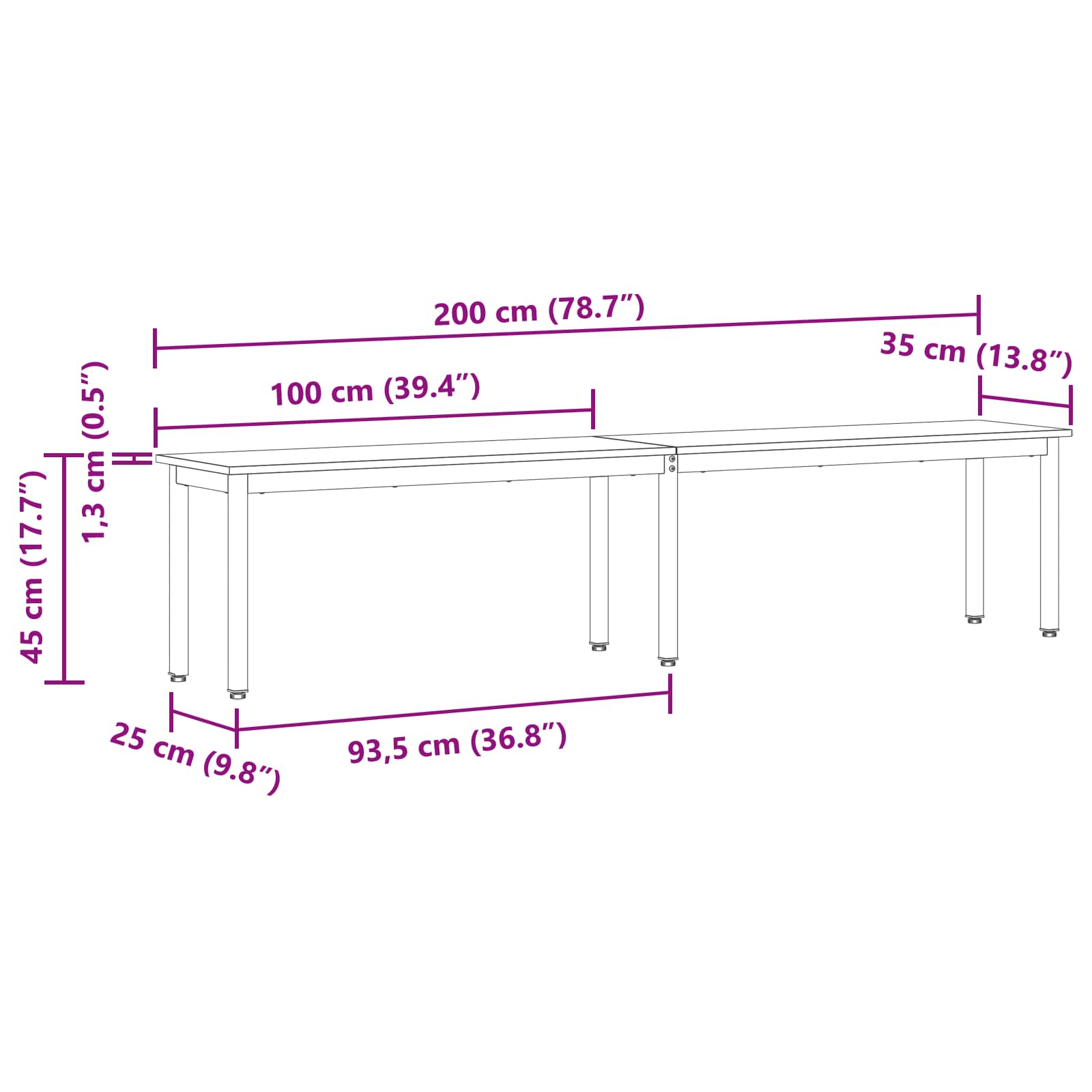 klupa Staro drvo 200 x 35 x 45 cm Konstruirano drvo