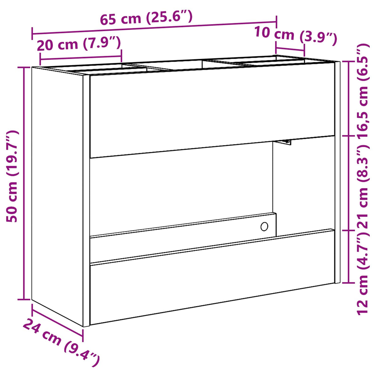 Stalak za kišobran s pohranom Umjetnički hrast 65 x 24 x 50 cm