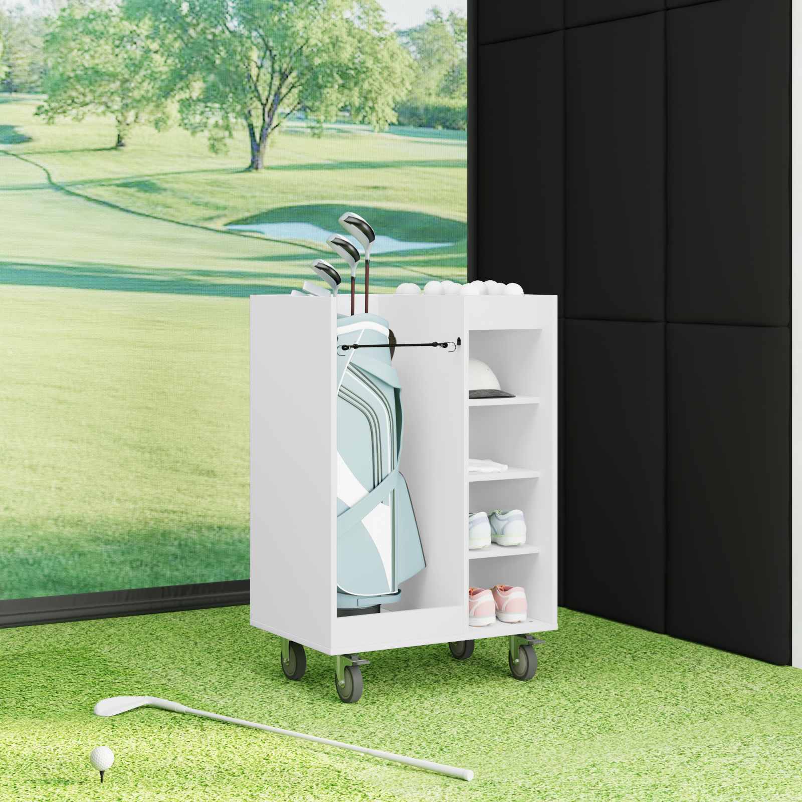Golf ormar s kotačem Jednobojno Bijelo 65 x 45 x 98 cm