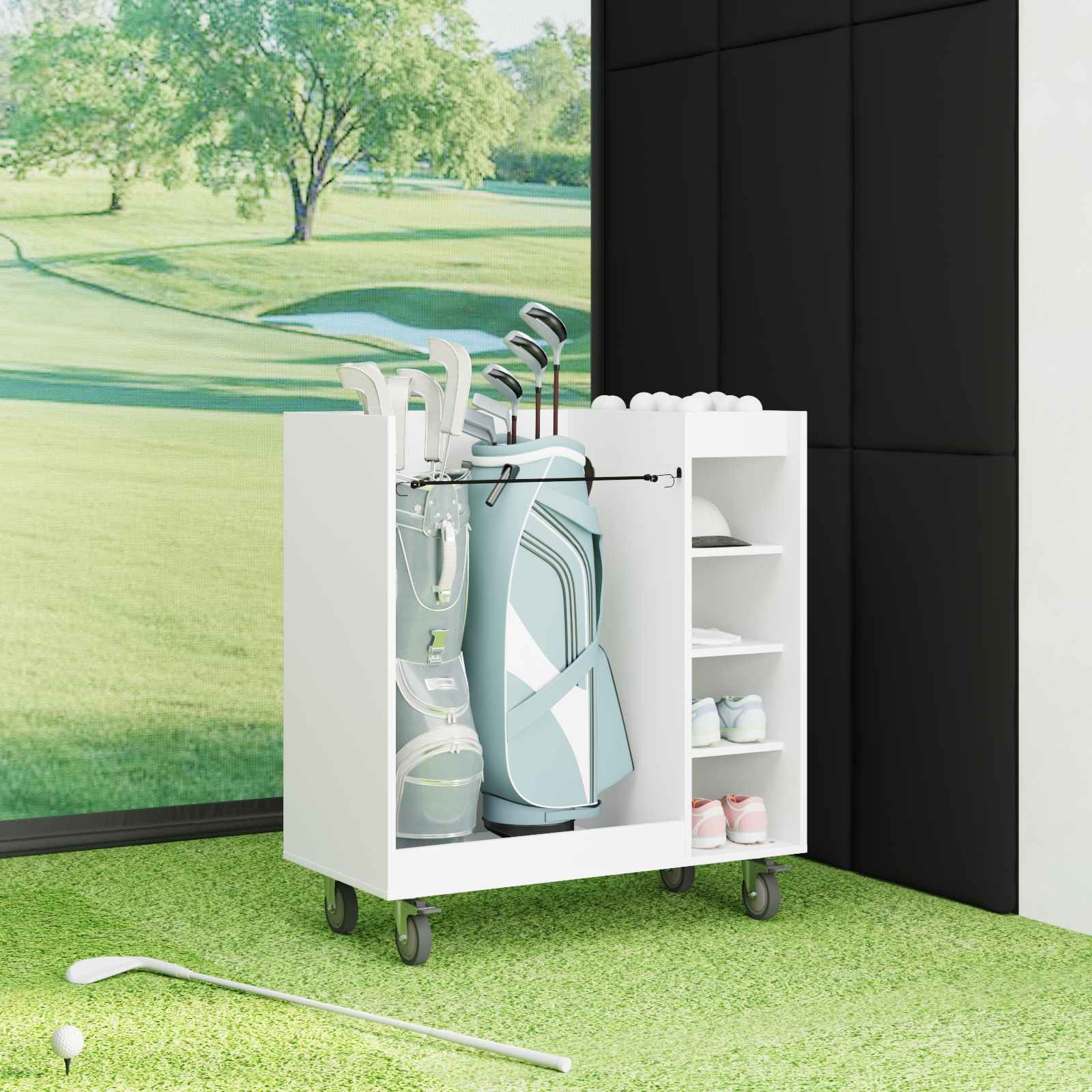 Golf ormar s kotačem Jednobojno Bijelo 90 x 45 x 98 cm