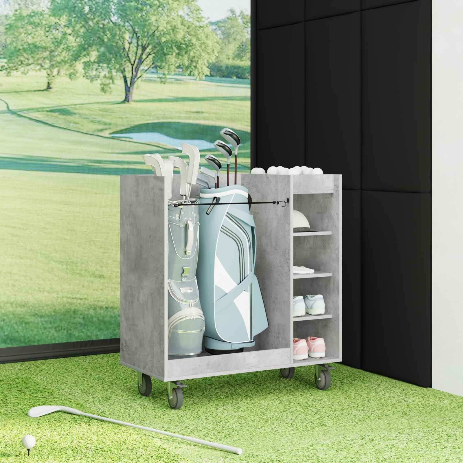 Golf ormar s kotačem Jednobojno Betonski sivi 90 x 45 x 98 cm