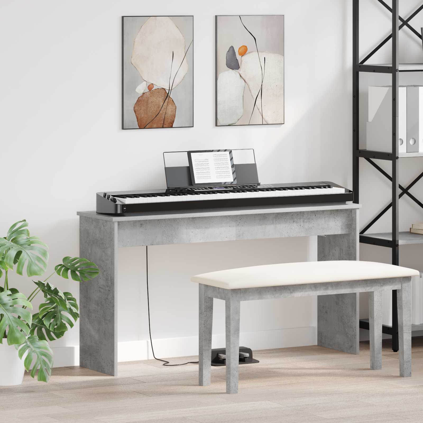 Stalak za klavijaturu Betonski sivi 120 x 32 x 64 cm