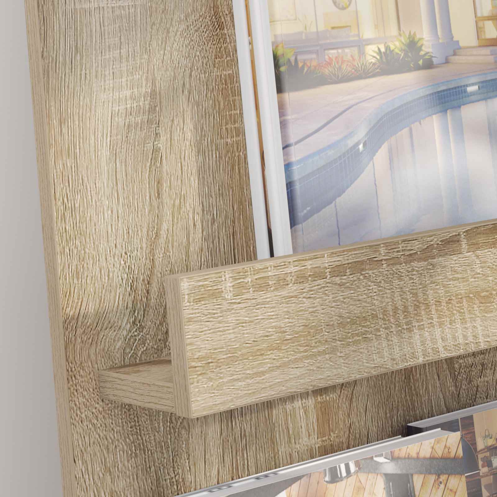 Polica za časopise s policom Sonoma hrast 43 x 11 x 102 cm