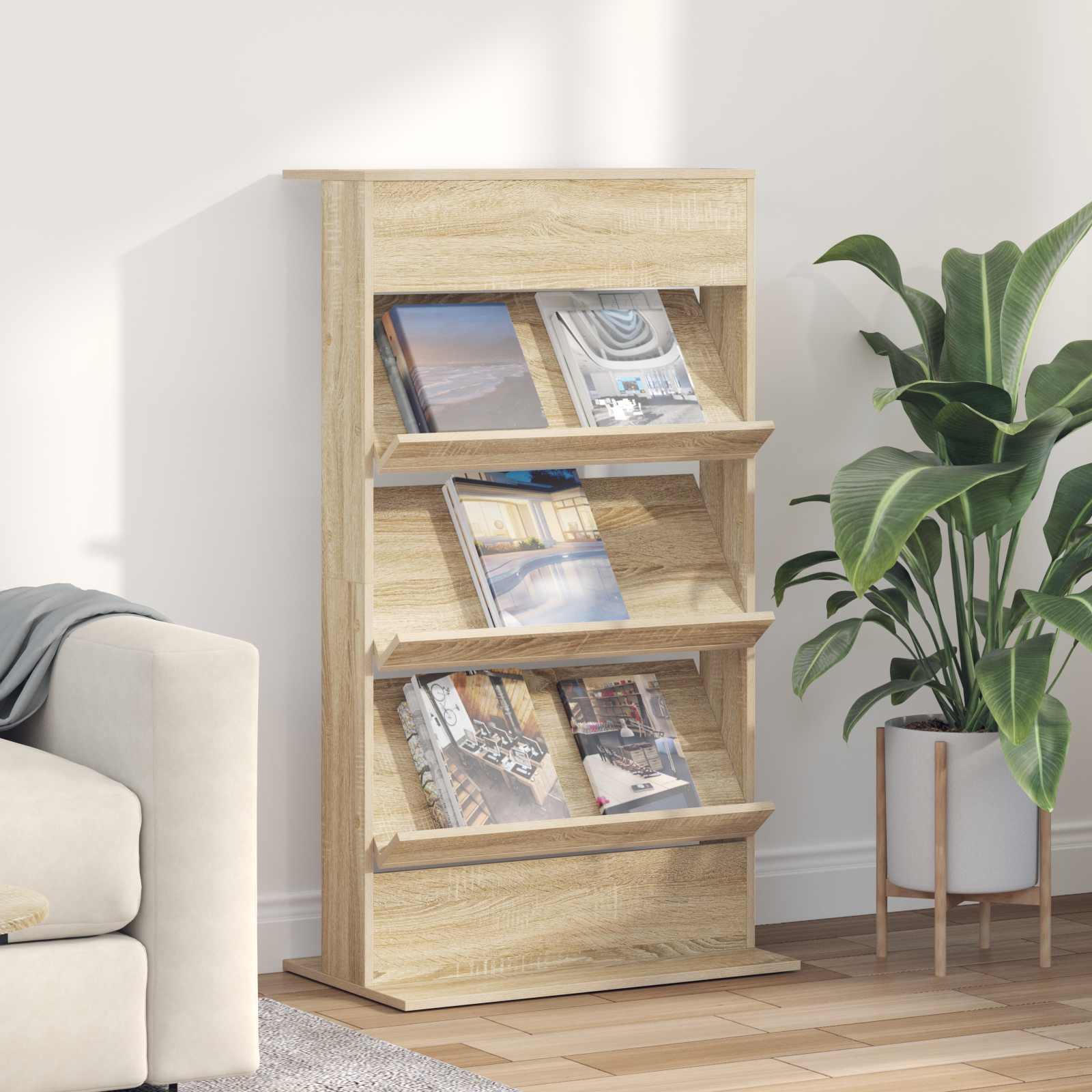 Polica za časopise s policom Sonoma hrast 70 x 41 x 126 cm