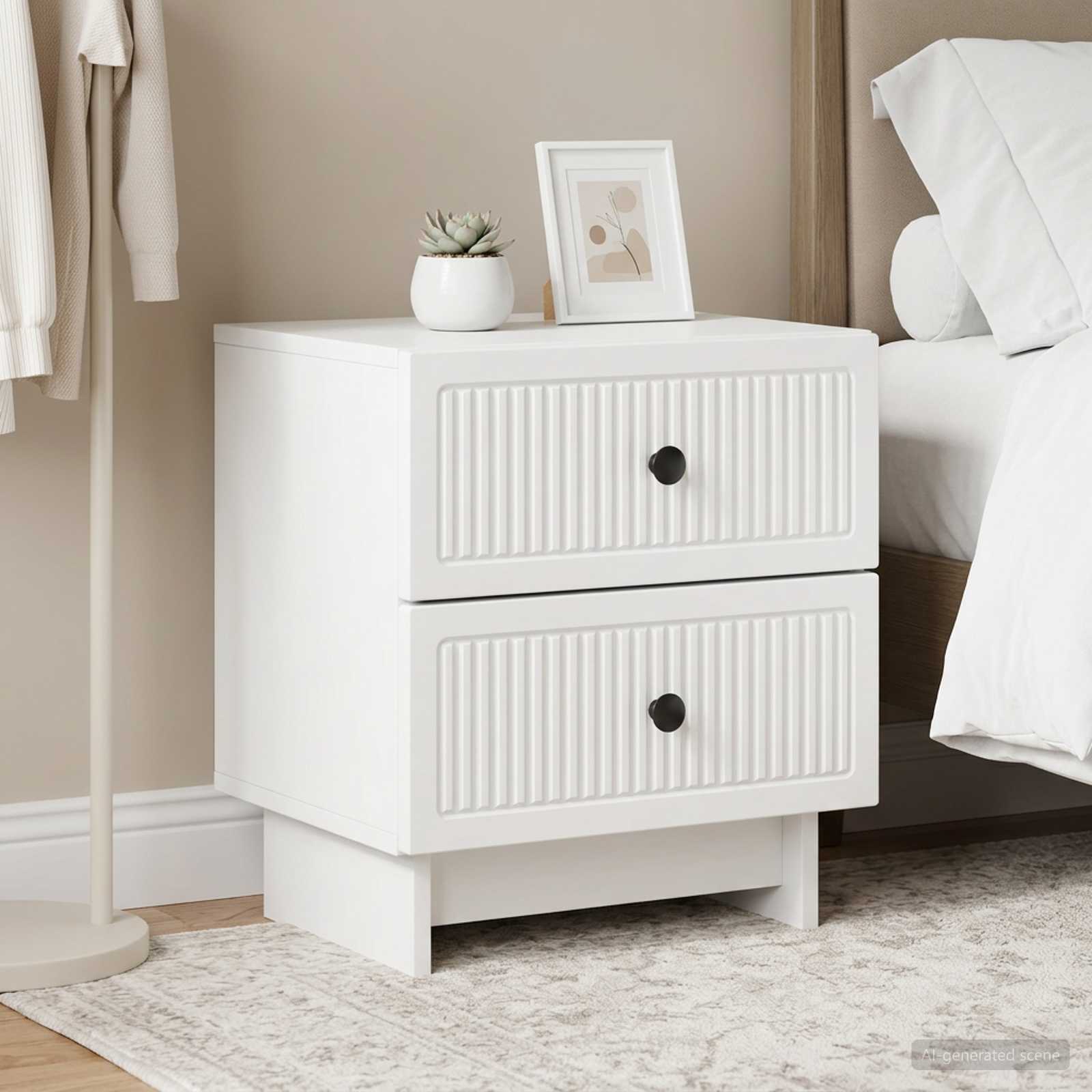 Noćni ormar 2 pcs Bijela 43 x 34,5 x 47,5 cm Konstruirano drvo
