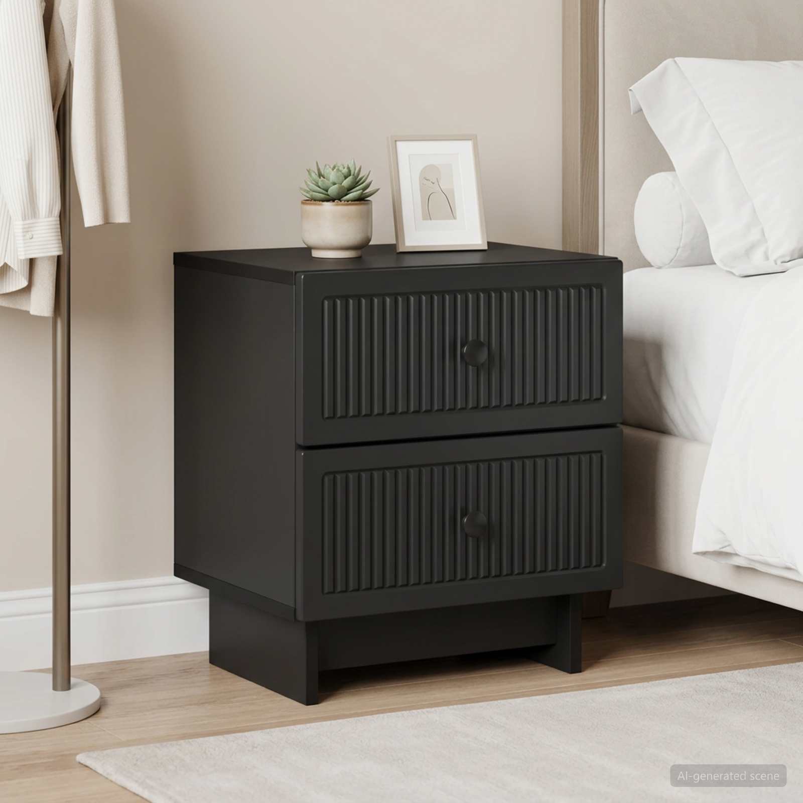 Noćni ormar 2 pcs Crna 43 x 34,5 x 47,5 cm Konstruirano drvo