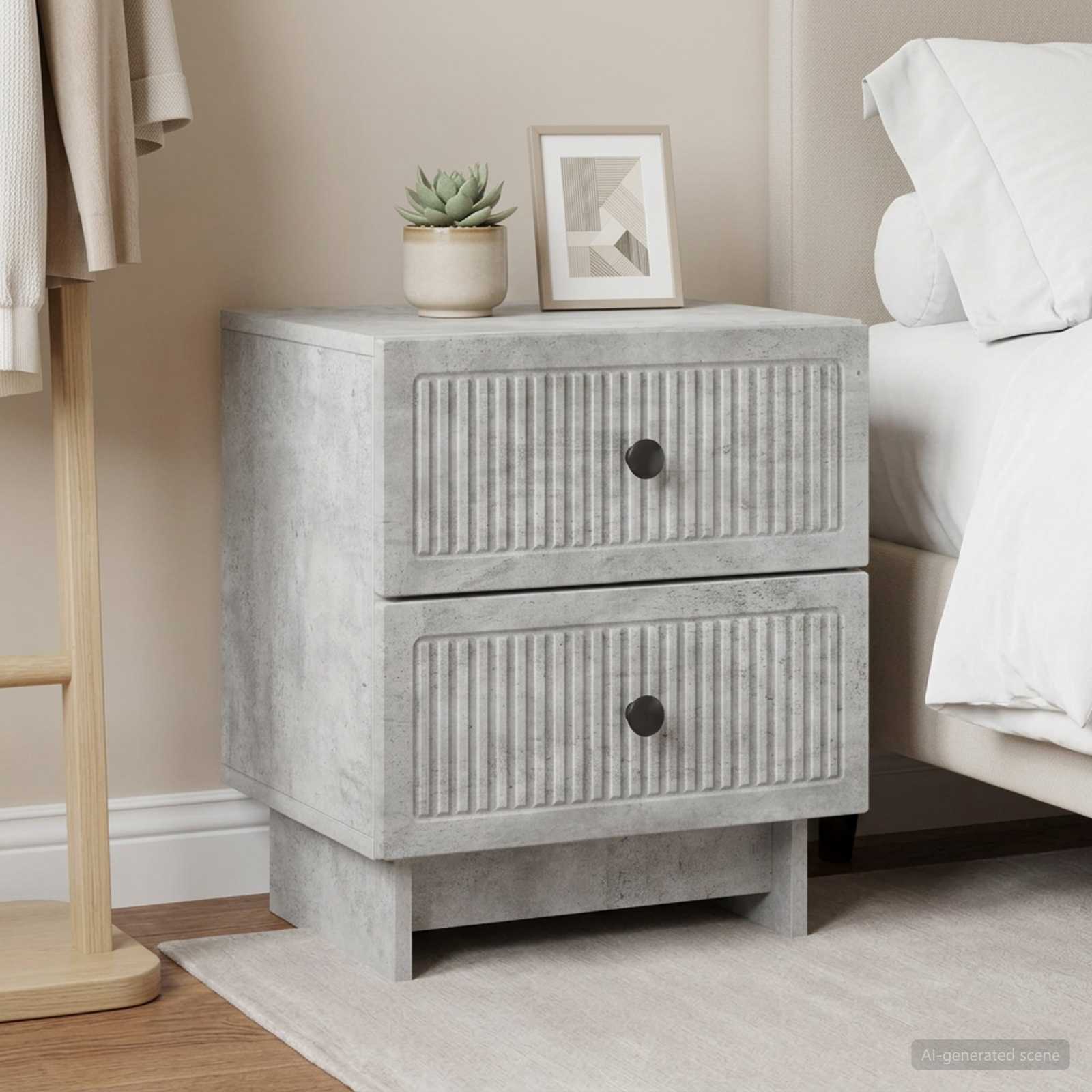 Noćni ormar s ladicama 2 pcs Betonska siva 43 x 34,5 x 47,5 cm