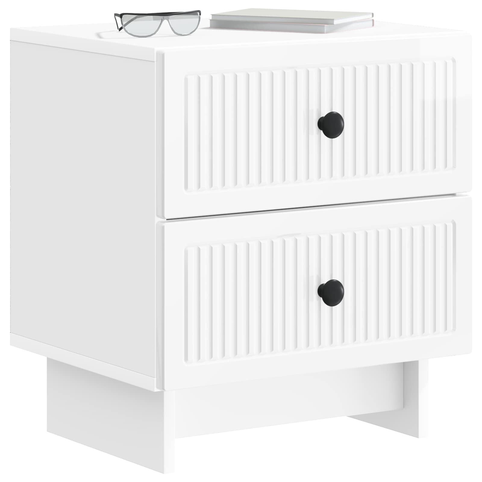Noćni ormar s ladicama Bijela visokog sjaja 43 x 34,5 x 47,5 cm