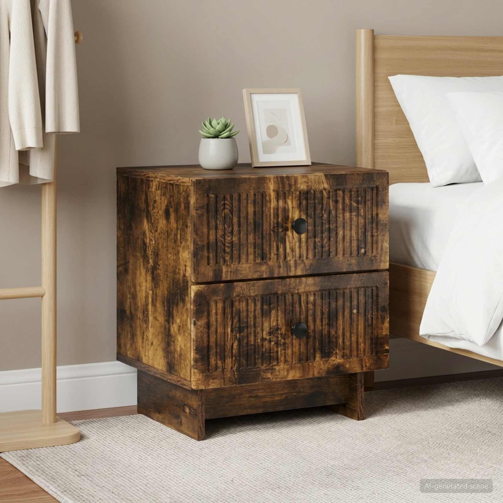 Noćni ormar s ladicama 2 pcs Dimljeni hrast 43 x 34,5 x 47,5 cm