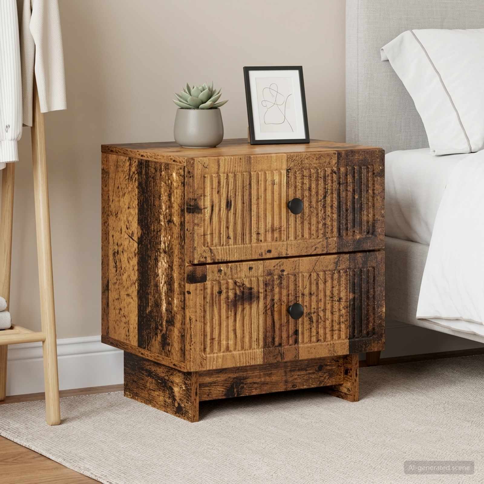 Noćni ormar s ladicama 2 pcs Staro drvo 43 x 34,5 x 47,5 cm