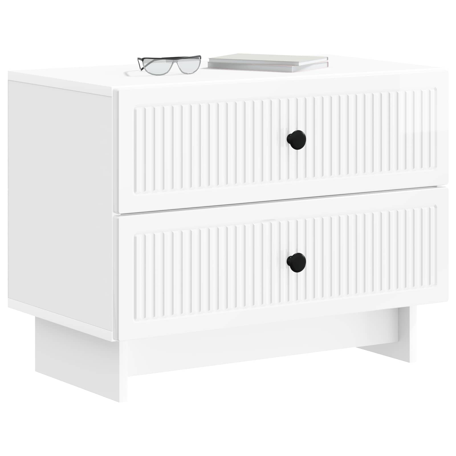 Noćni ormar s ladicama Bijela visokog sjaja 62 x 34,5 x 47,5 cm