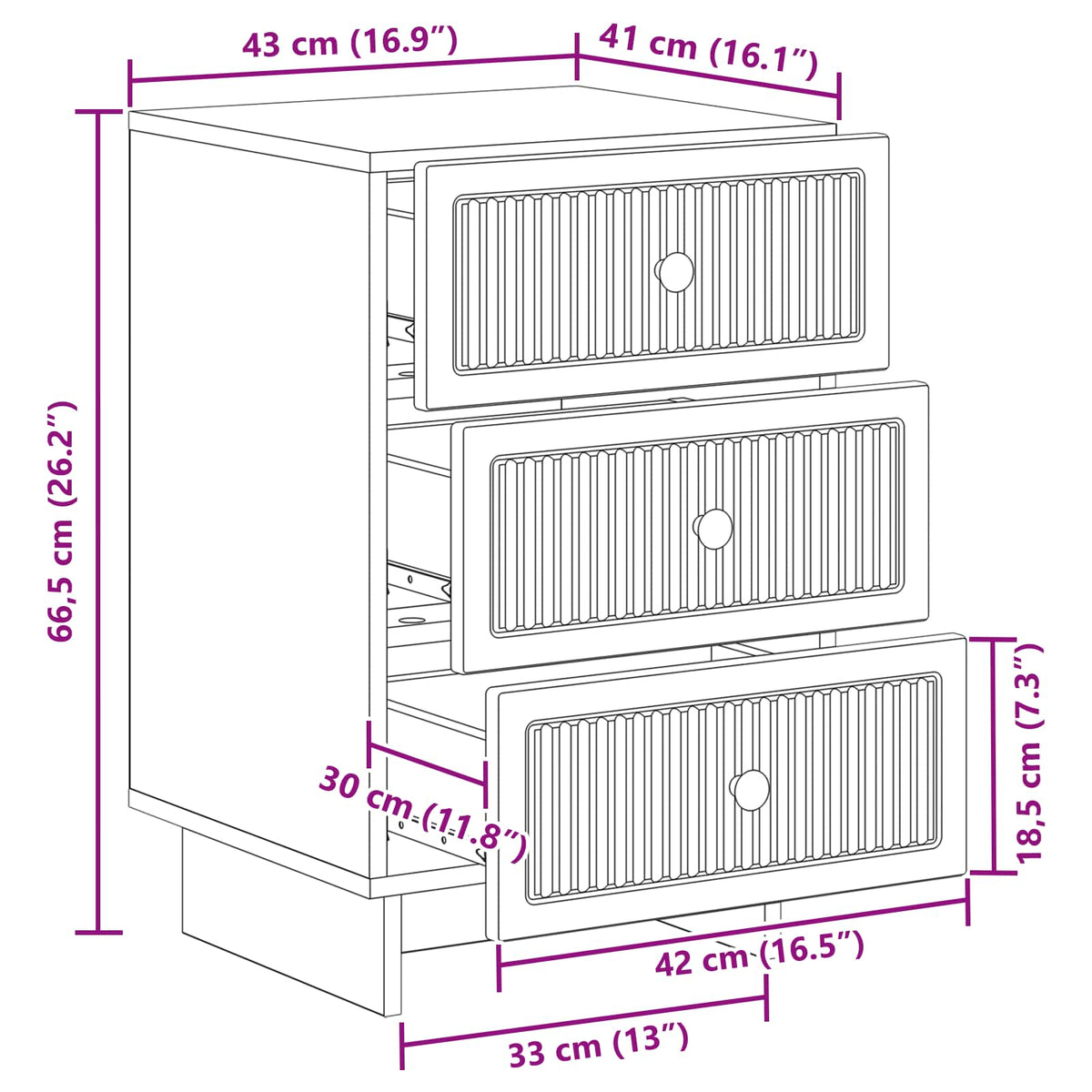 Noćni ormar Staro drvo 43 x 41 x 66,5 cm Konstruirano drvo