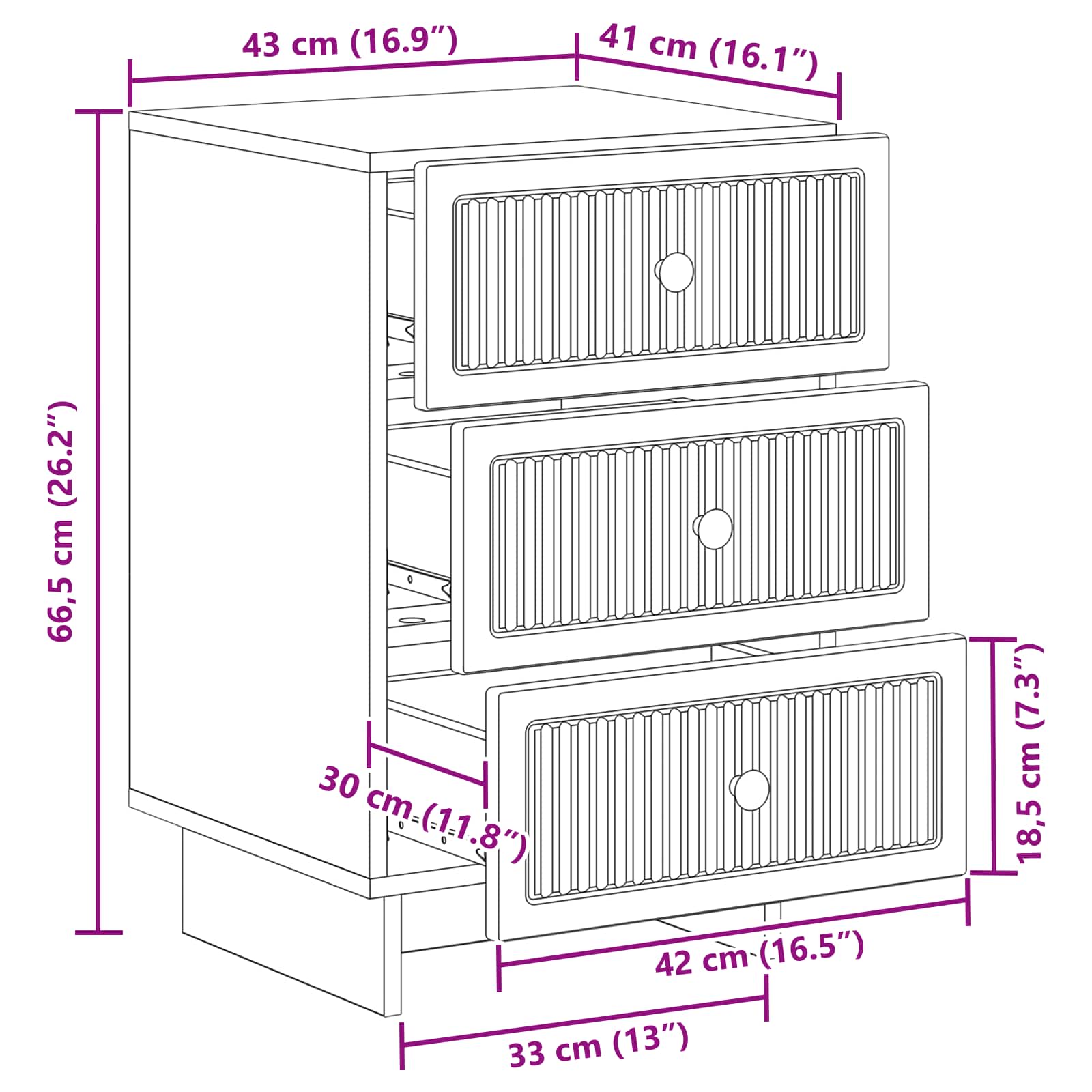 Noćni ormar Staro drvo 43 x 41 x 66,5 cm Konstruirano drvo