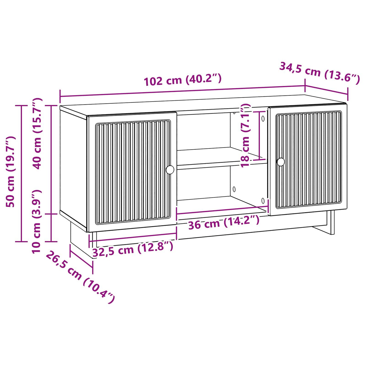 TV ormar 102 x 34,5 x 50 cm Bijela visokog sjaja