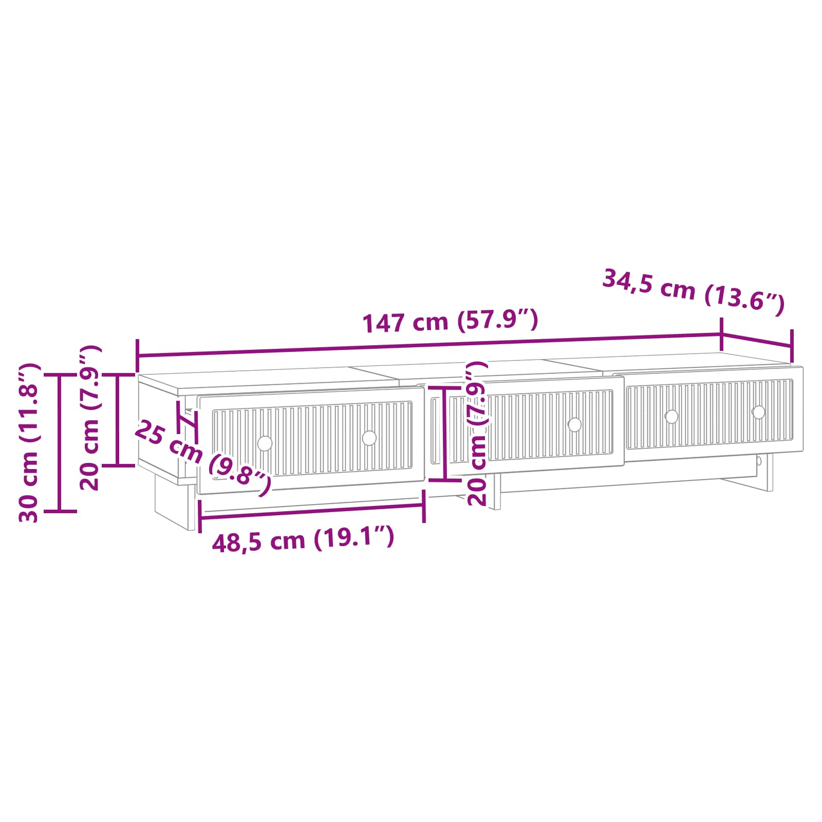 TV ormar Hrast sonoma 147 x 34,5 x 30 cm Konstruirano drvo