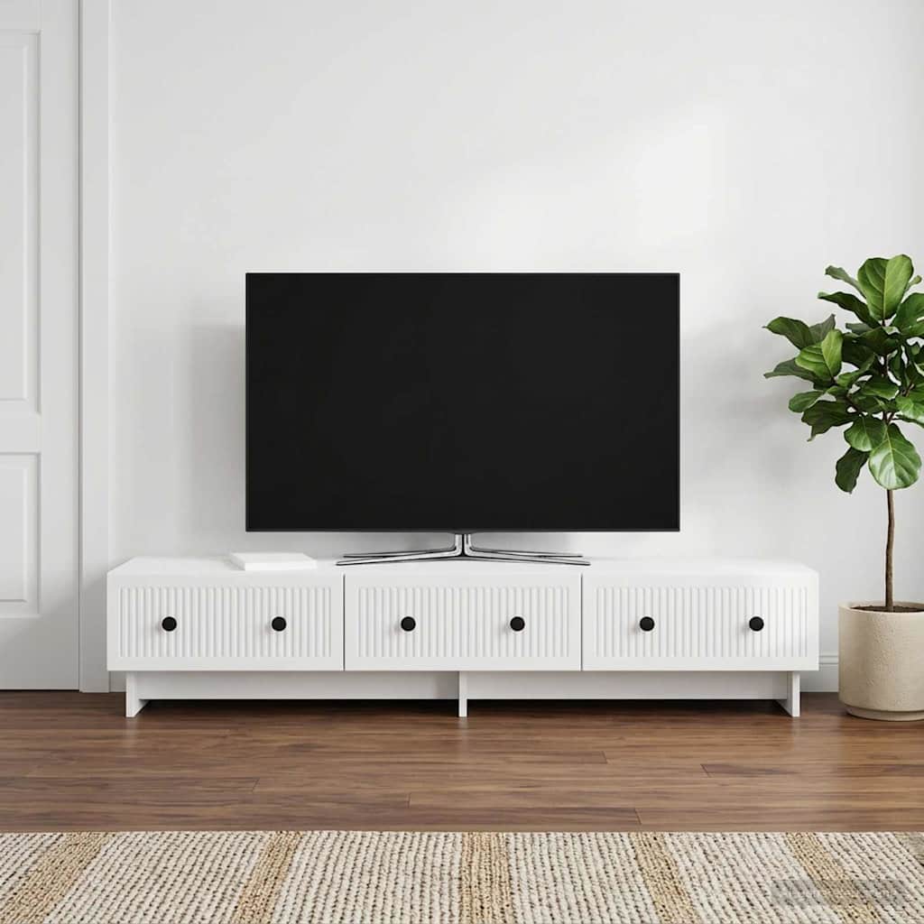 TV ormar s ladicama Bijela visokog sjaja 147 x 34,5 x 30 cm