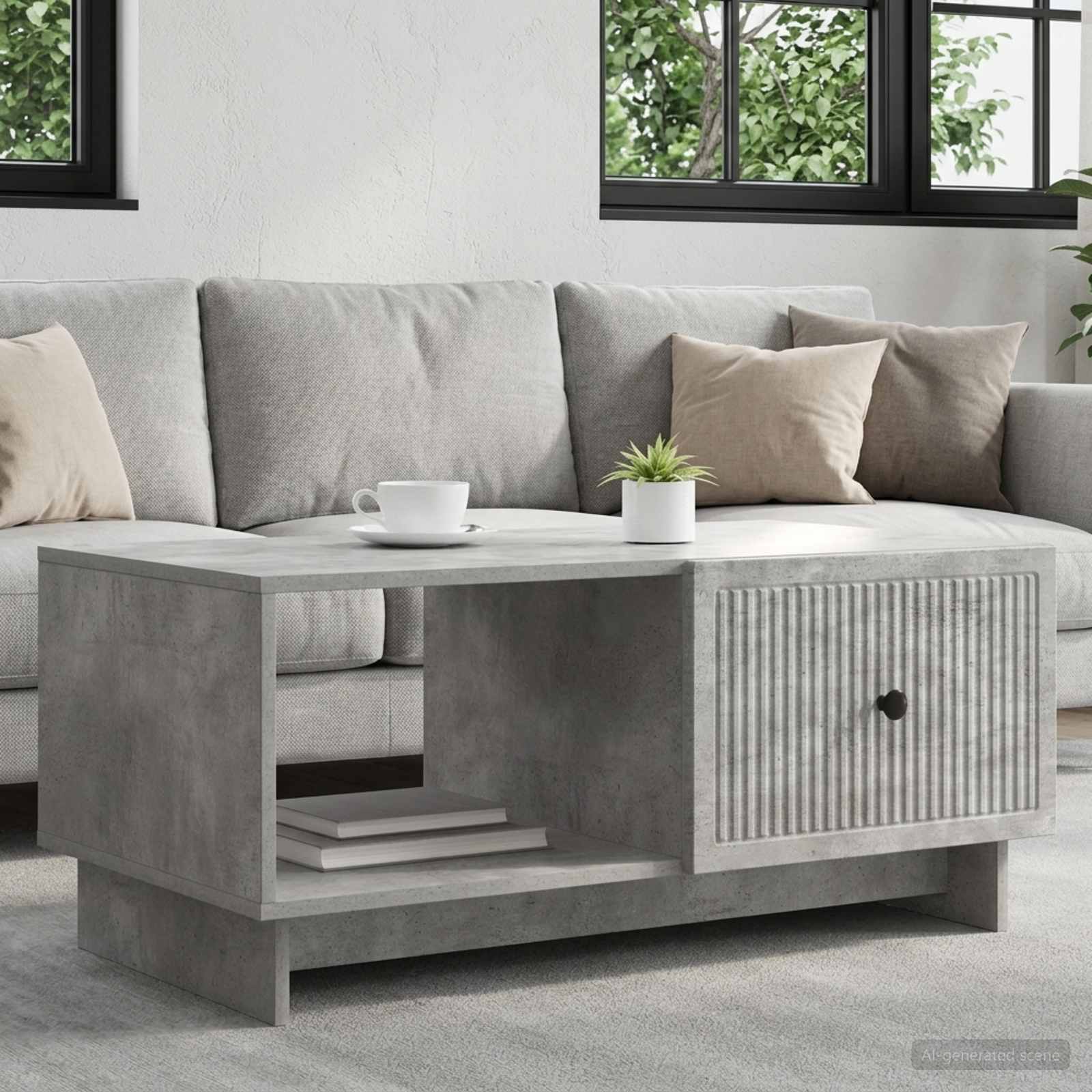 Kava Stol Betonska siva 90 x 50 x 40 cm Konstruirano drvo
