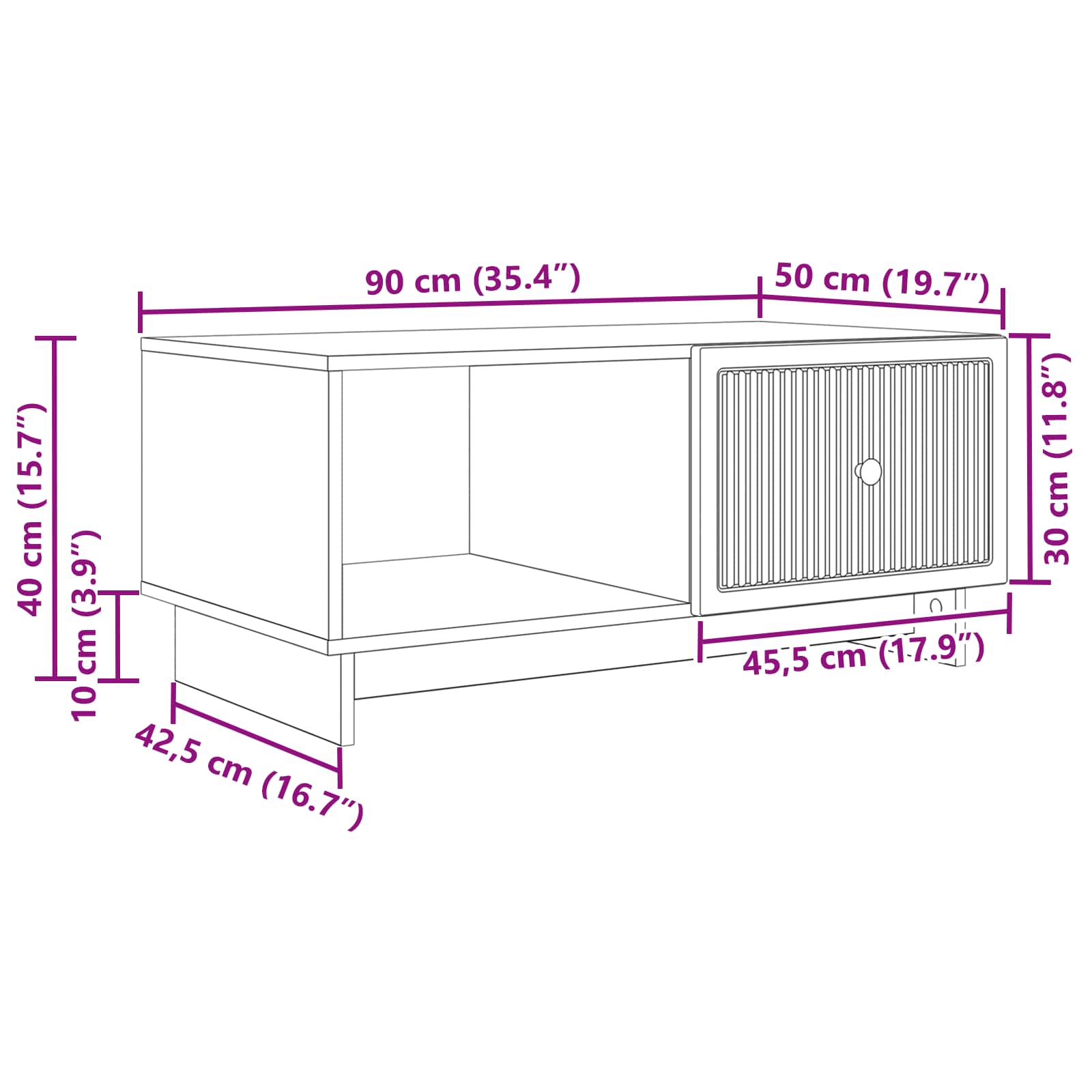 Kava Stol Betonska siva 90 x 50 x 40 cm Konstruirano drvo