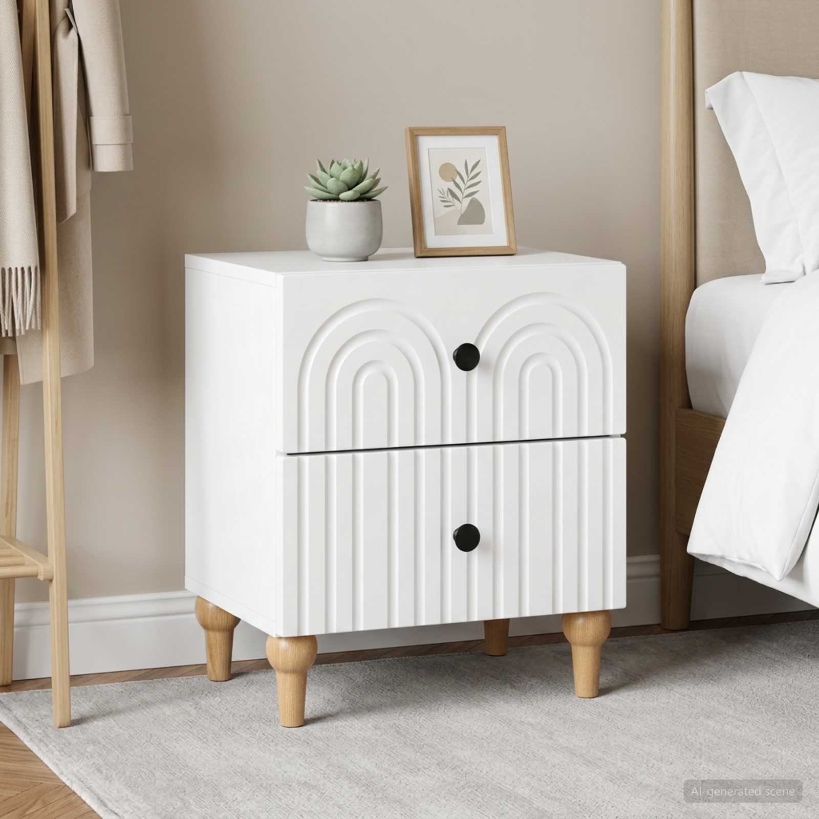 Noćni ormar 2 pcs Bijela 43 x 34,5 x 48 cm Konstruirano drvo