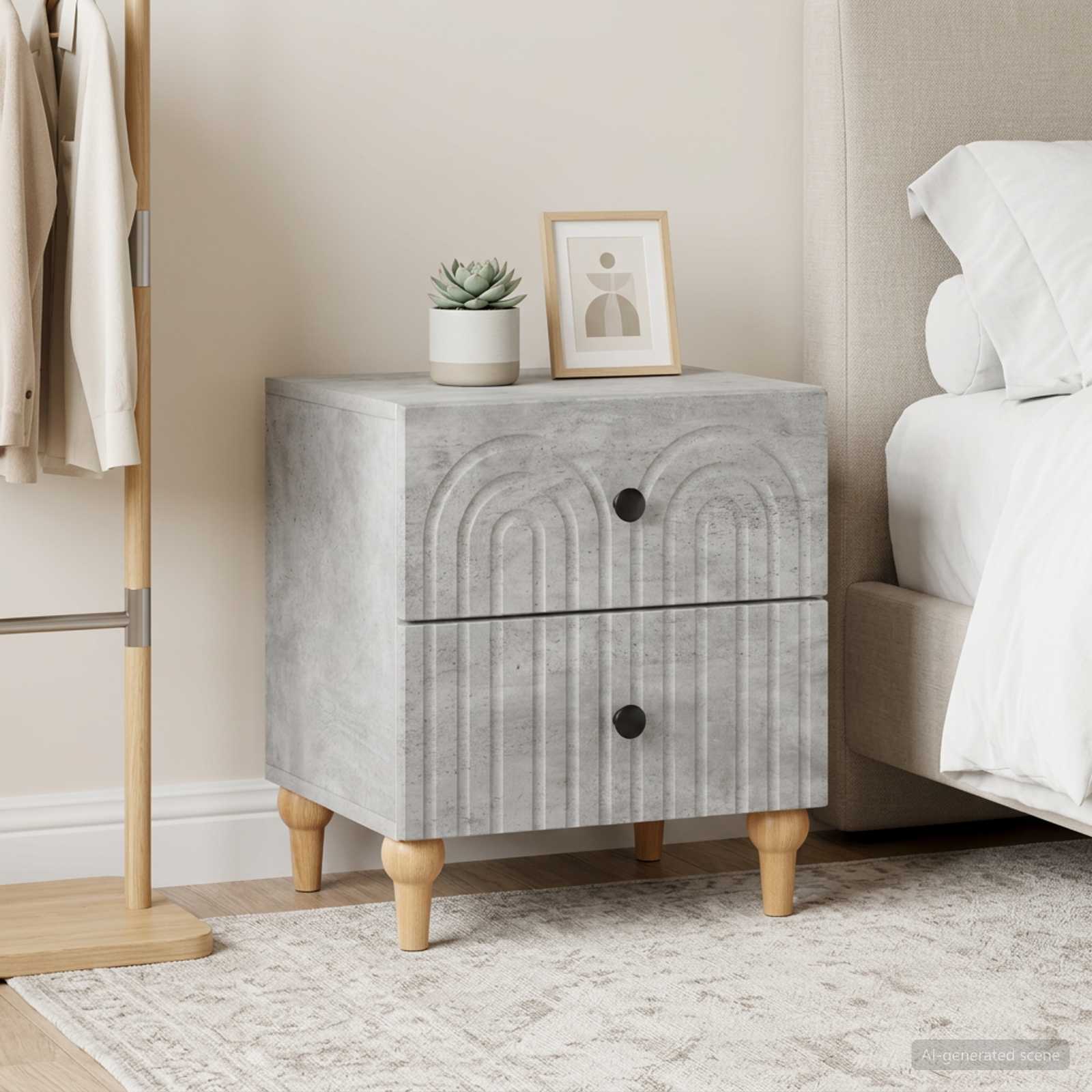 Noćni ormar s ladicama 2 pcs Betonska siva 43 x 34,5 x 48 cm