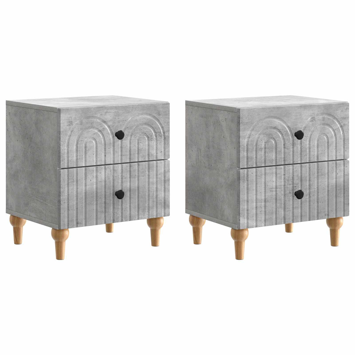 Noćni ormar s ladicama 2 pcs Betonska siva 43 x 34,5 x 48 cm