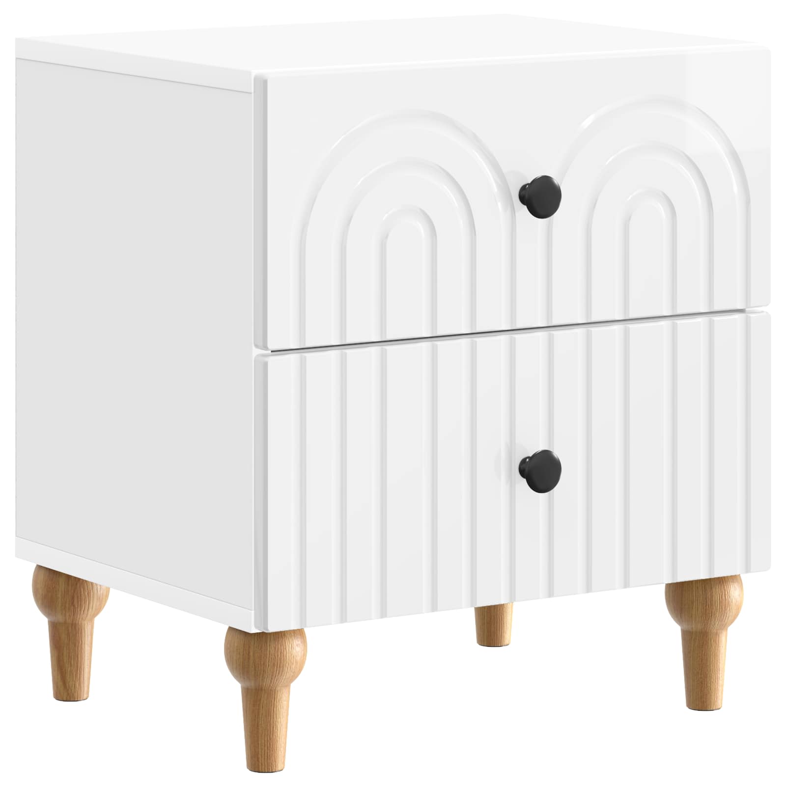 Noćni ormar s ladicama Bijela visokog sjaja 43 x 34,5 x 48 cm