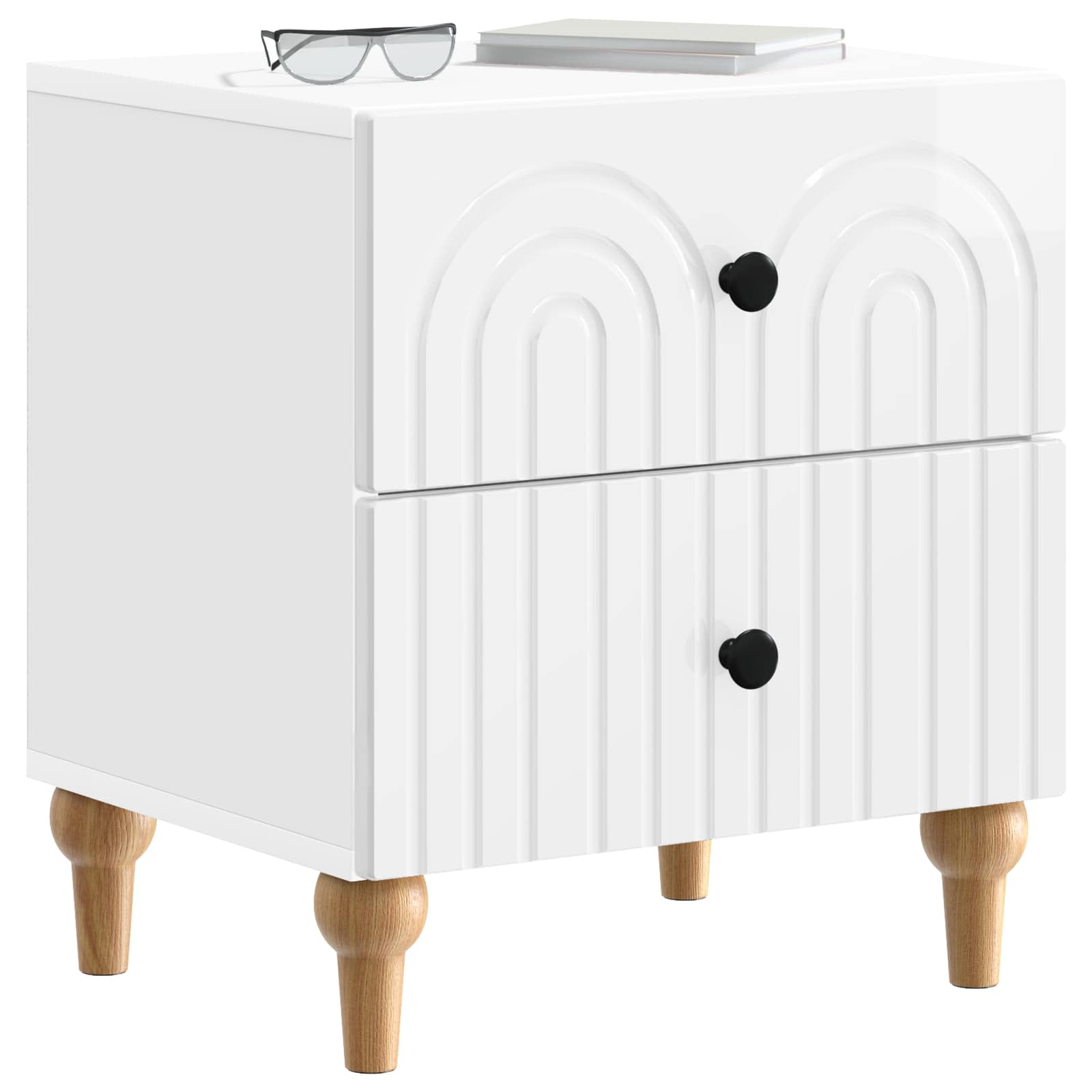 Noćni ormar s ladicama Bijela visokog sjaja 43 x 34,5 x 48 cm