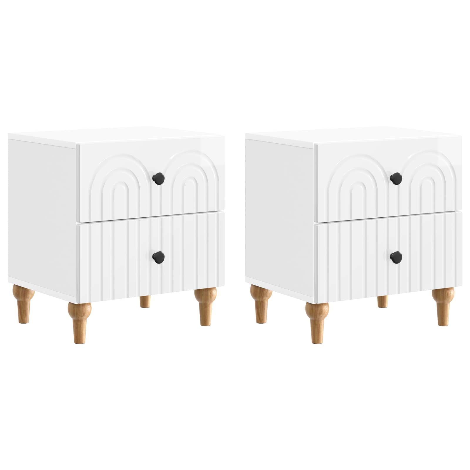 Noćni ormar 2 pcs Bijela visokog sjaja 43 x 34,5 x 48 cm