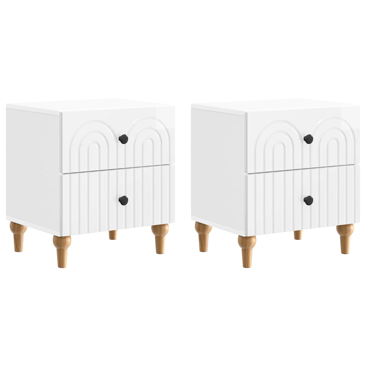 Noćni ormar 2 pcs Bijela visokog sjaja 43 x 34,5 x 48 cm