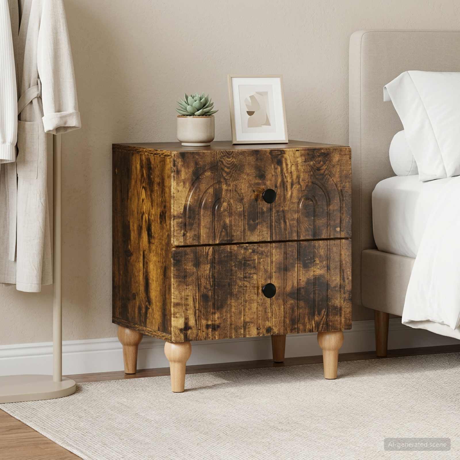 Noćni ormar s ladicama 2 pcs Dimljeni hrast 43 x 34,5 x 48 cm