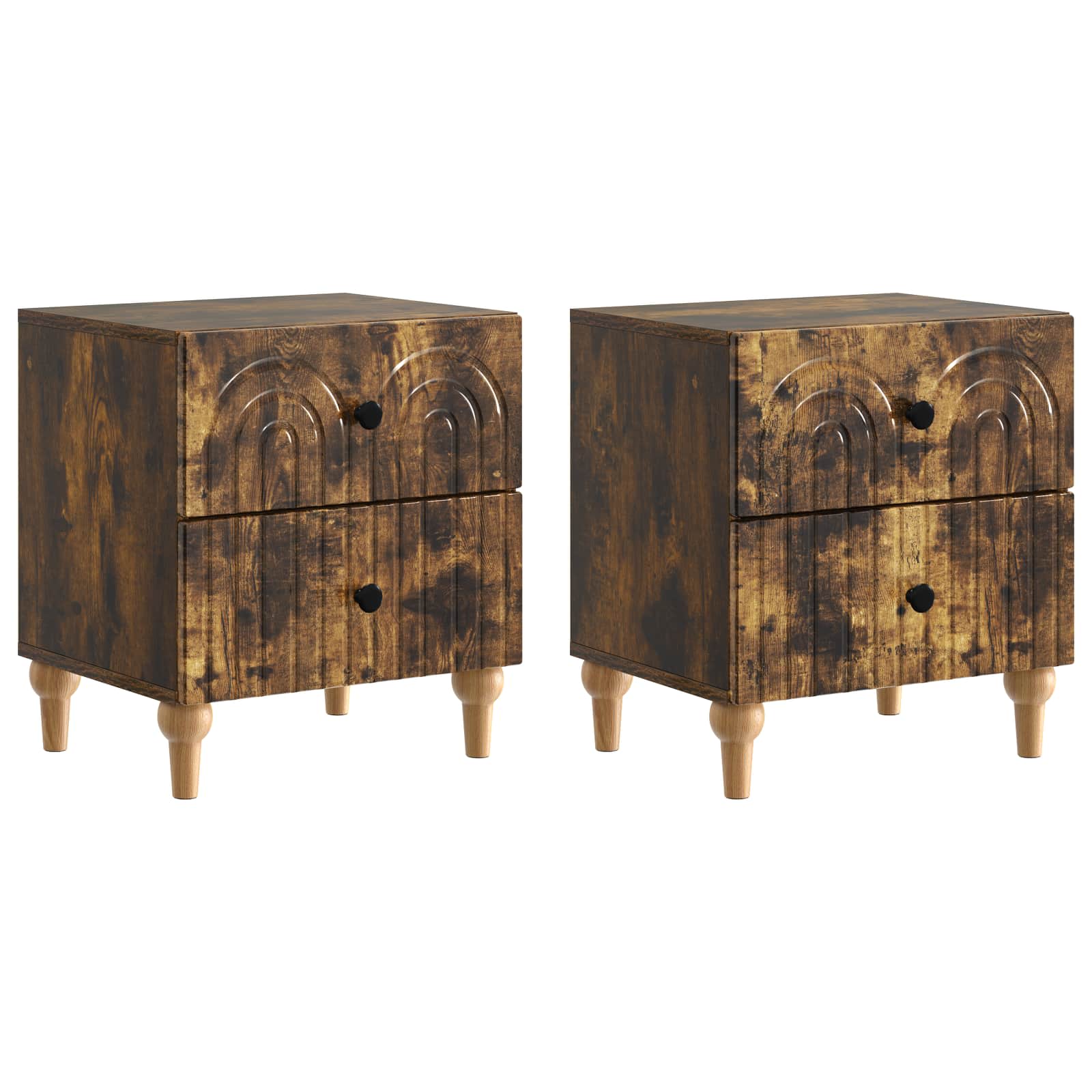 Noćni ormar s ladicama 2 pcs Dimljeni hrast 43 x 34,5 x 48 cm