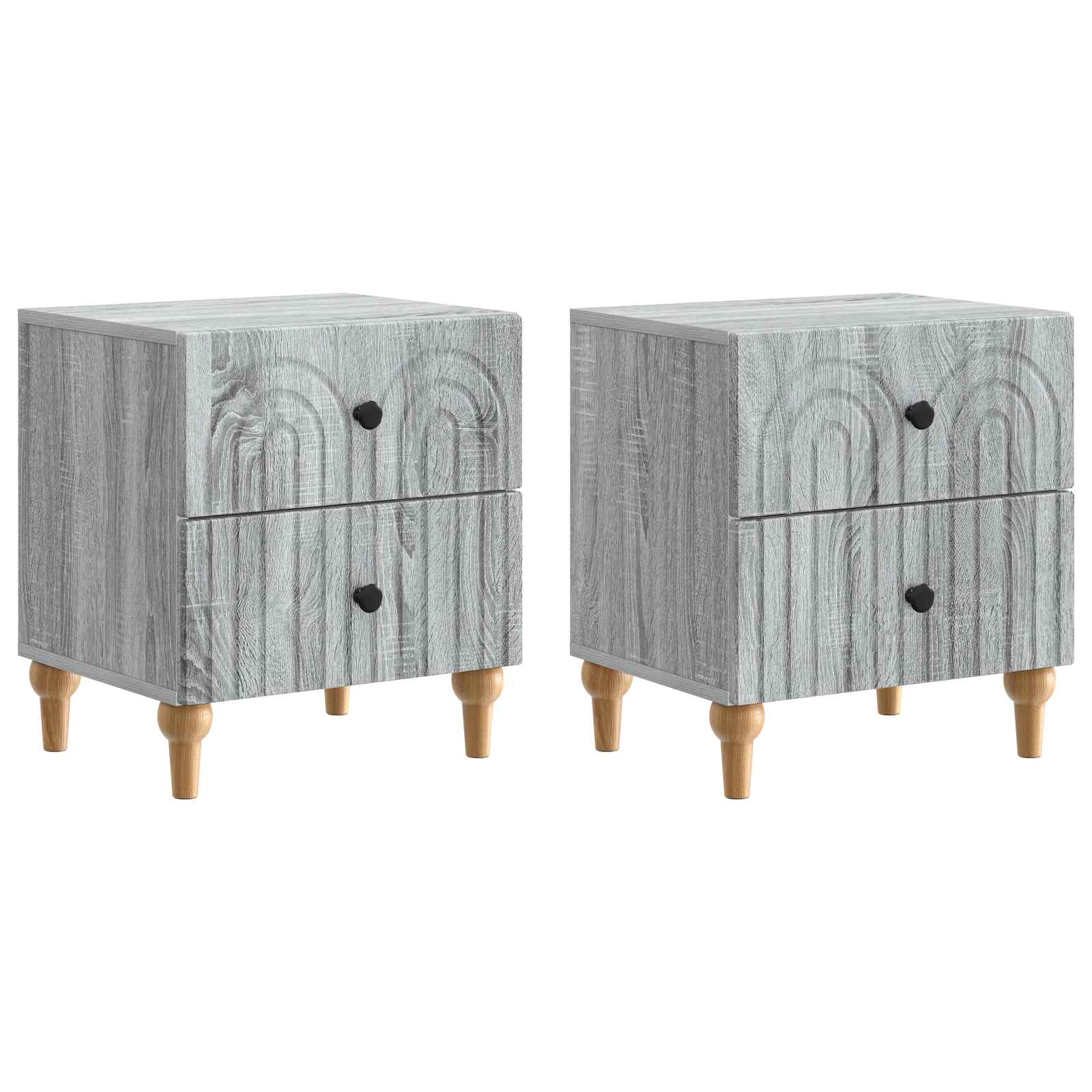 Noćni ormar s ladicama 2 pcs Siva sonoma 43 x 34,5 x 48 cm