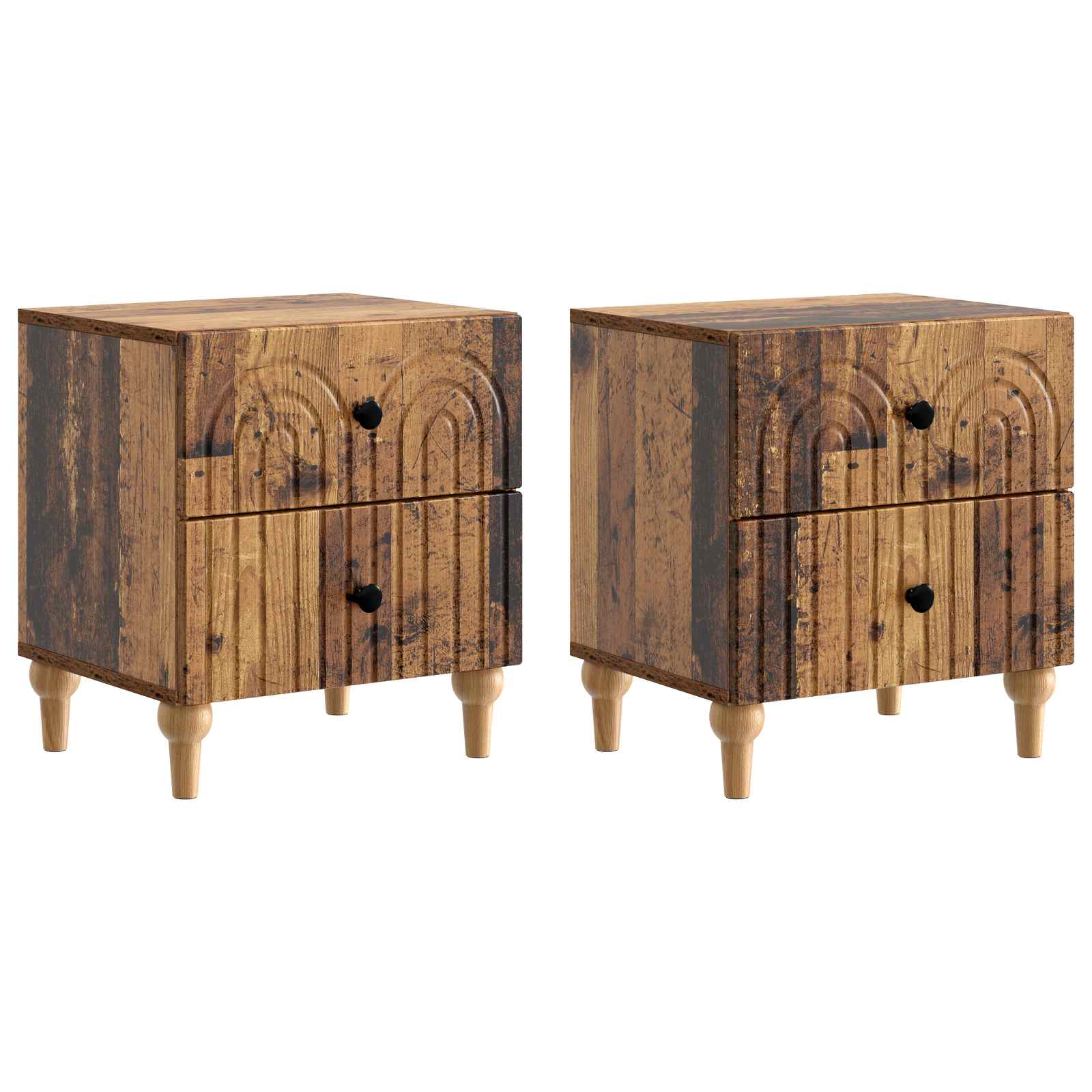 Noćni ormar s ladicama 2 pcs Staro drvo 43 x 34,5 x 48 cm