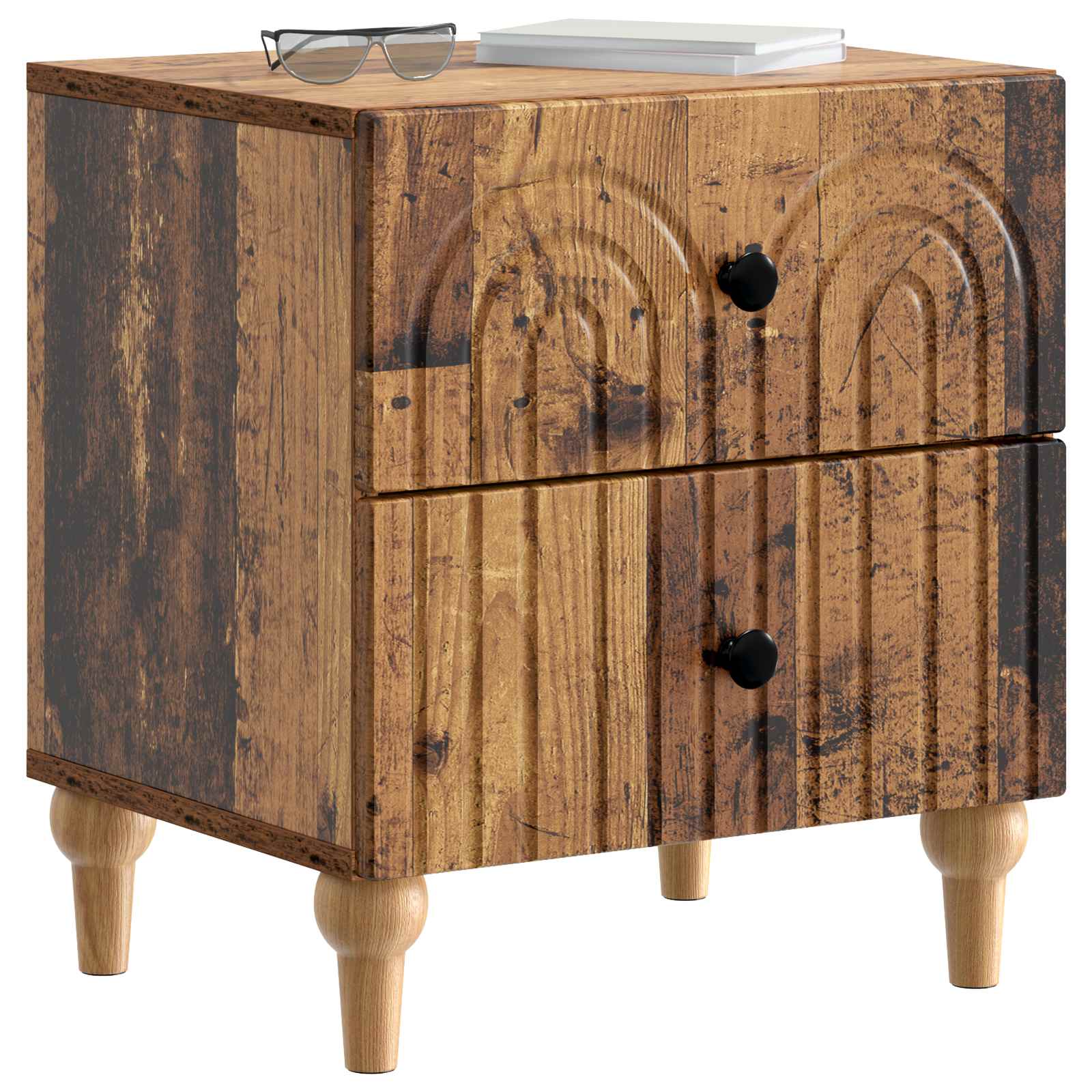 Noćni ormar s ladicama 2 pcs Staro drvo 43 x 34,5 x 48 cm