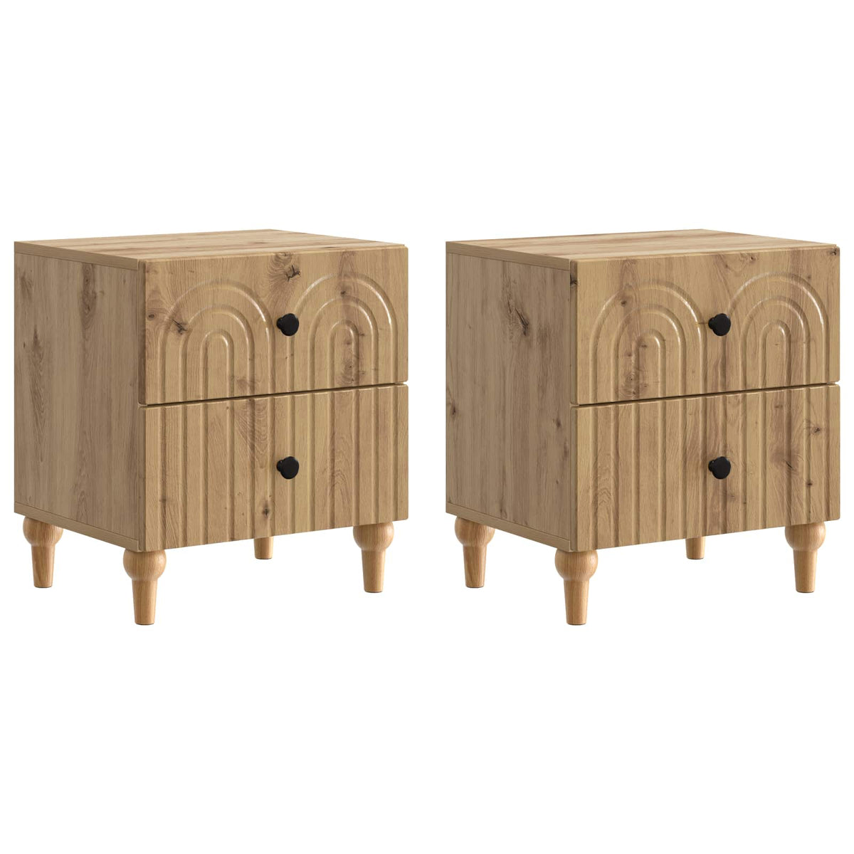 Noćni ormar s ladicama 2 pcs Hrast artisan 43 x 34,5 x 48 cm
