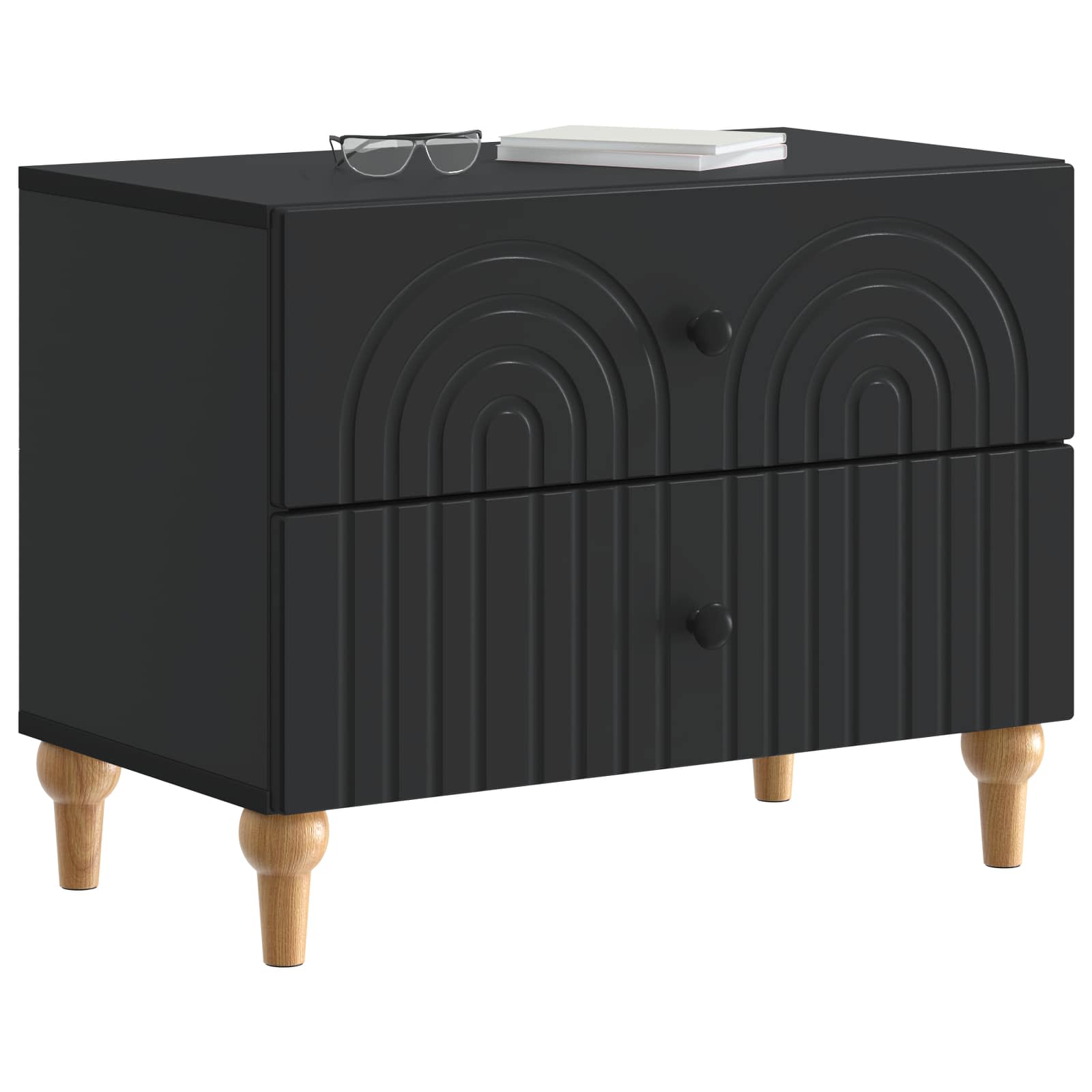 Noćni ormar s ladicama Crna 62 x 34,5 x 48 cm Konstruirano drvo