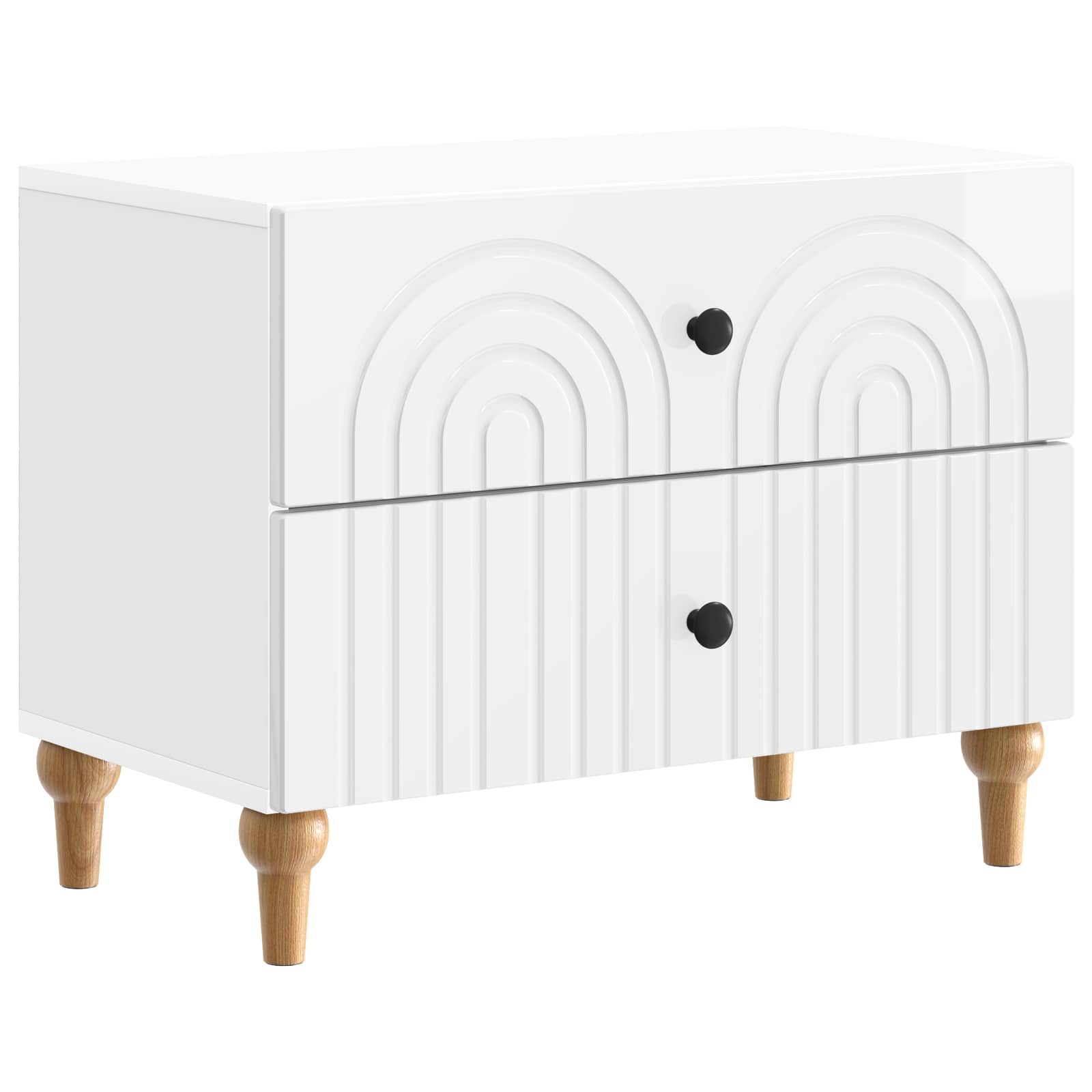 Noćni ormar s ladicama Bijela visokog sjaja 62 x 34,5 x 48 cm