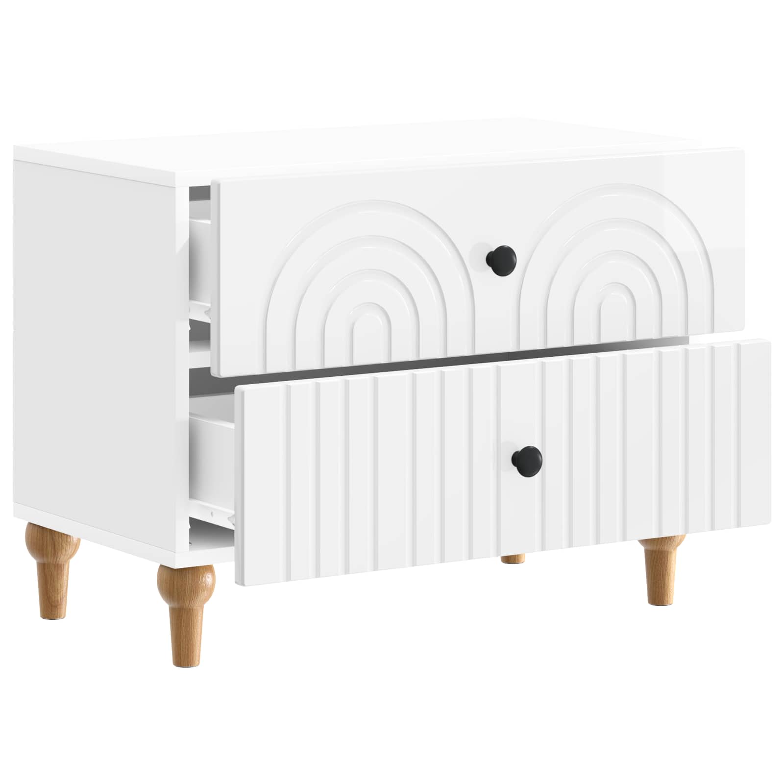 Noćni ormar s ladicama Bijela visokog sjaja 62 x 34,5 x 48 cm