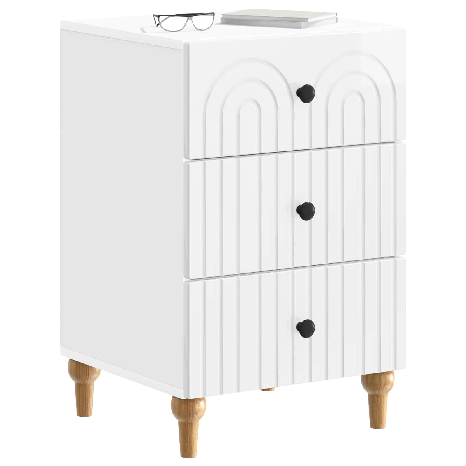 Noćni ormar s ladicama Bijela visokog sjaja 43x 41 x 66,5 cm