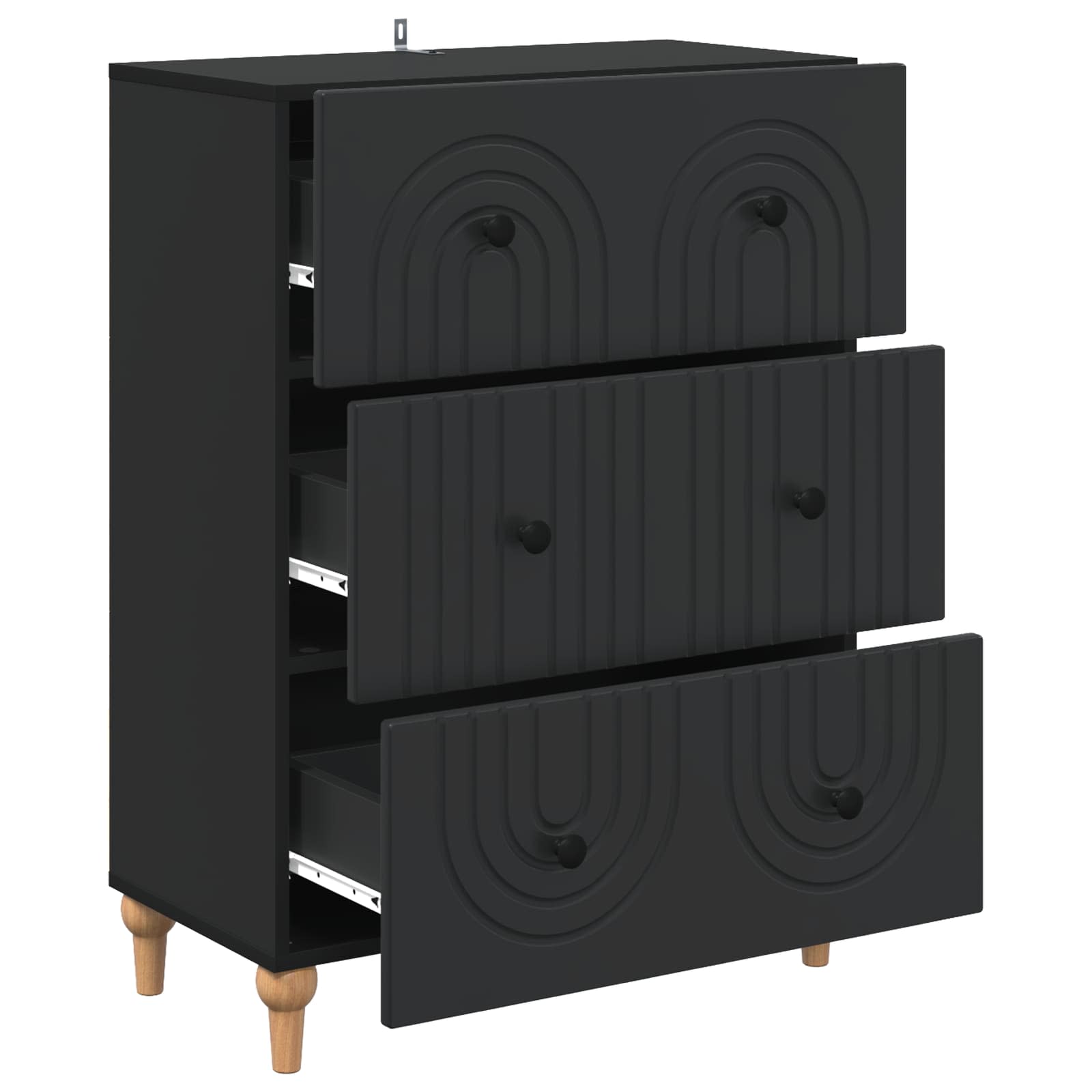 Ormar s ladicama Crna 66 x 34,5 x 90 cm Konstruirano drvo