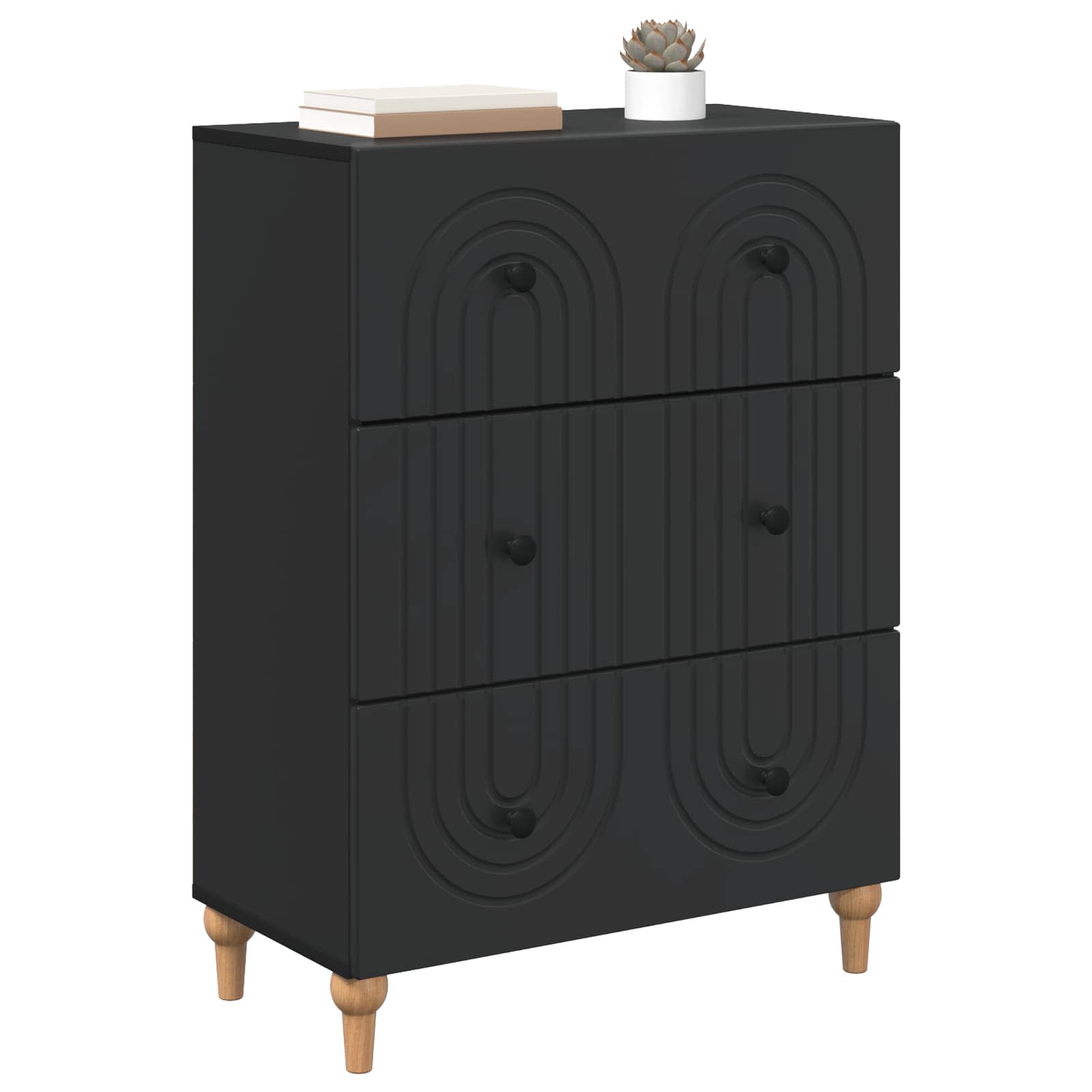 Ormar s ladicama Crna 66 x 34,5 x 90 cm Konstruirano drvo